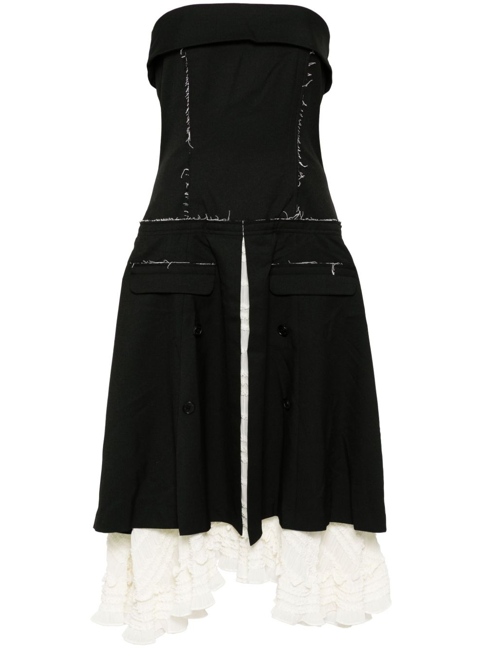 lace detailed strapless dress - 1