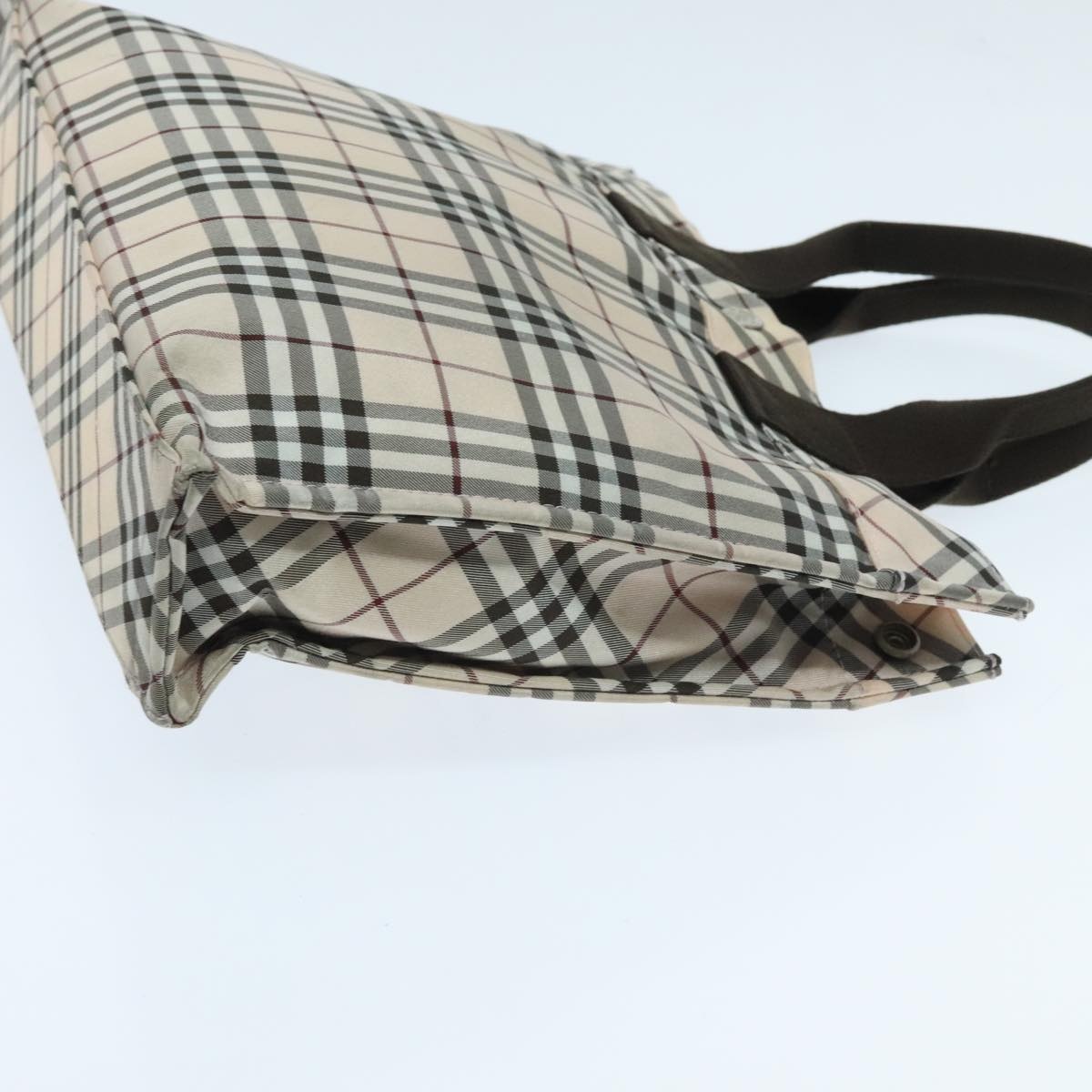 Burberry Nova Check Blue Label Hand Bag Nylon Beige Brown Silver - 4