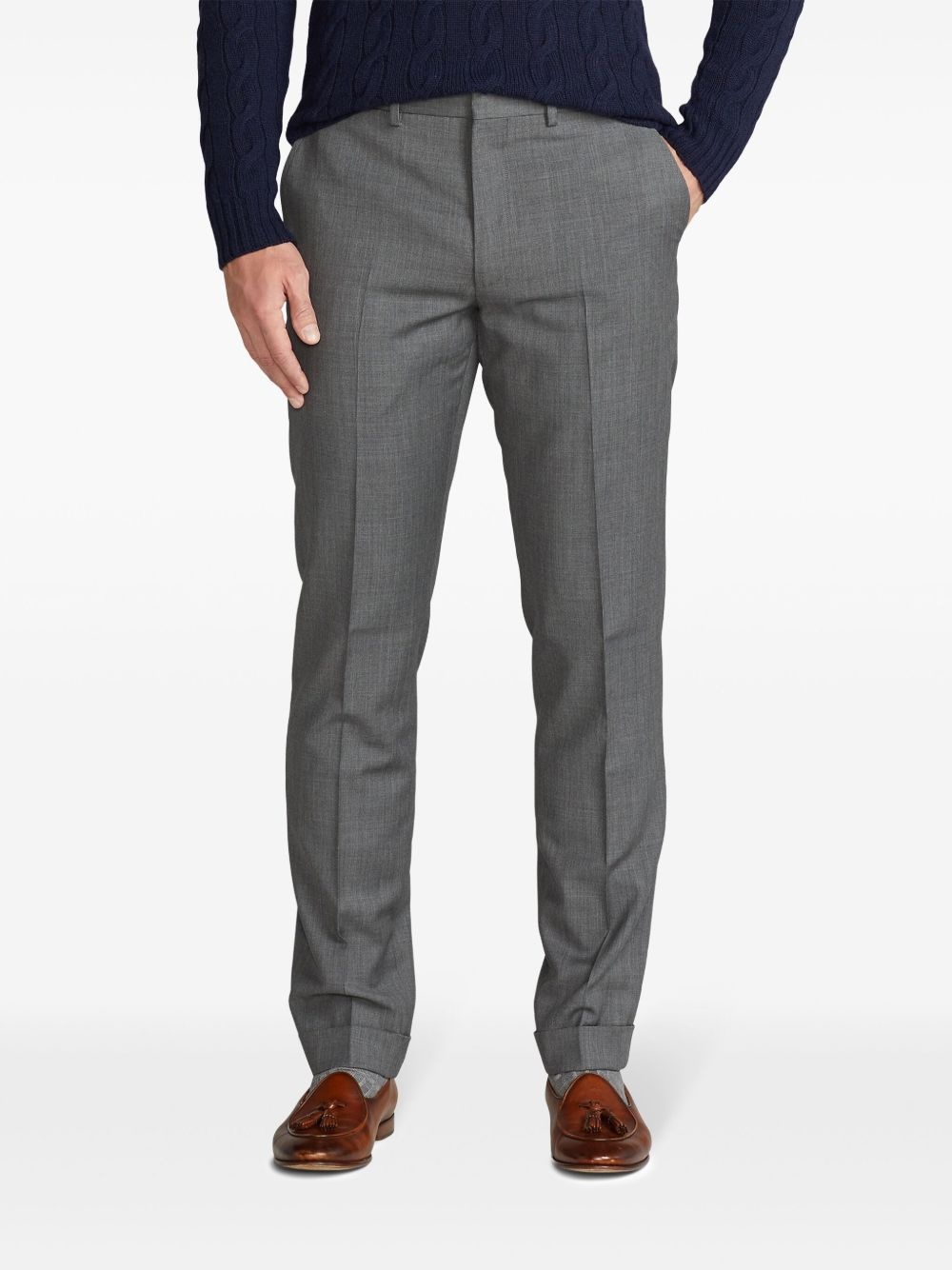 pressed-crease tapered trousers - 3
