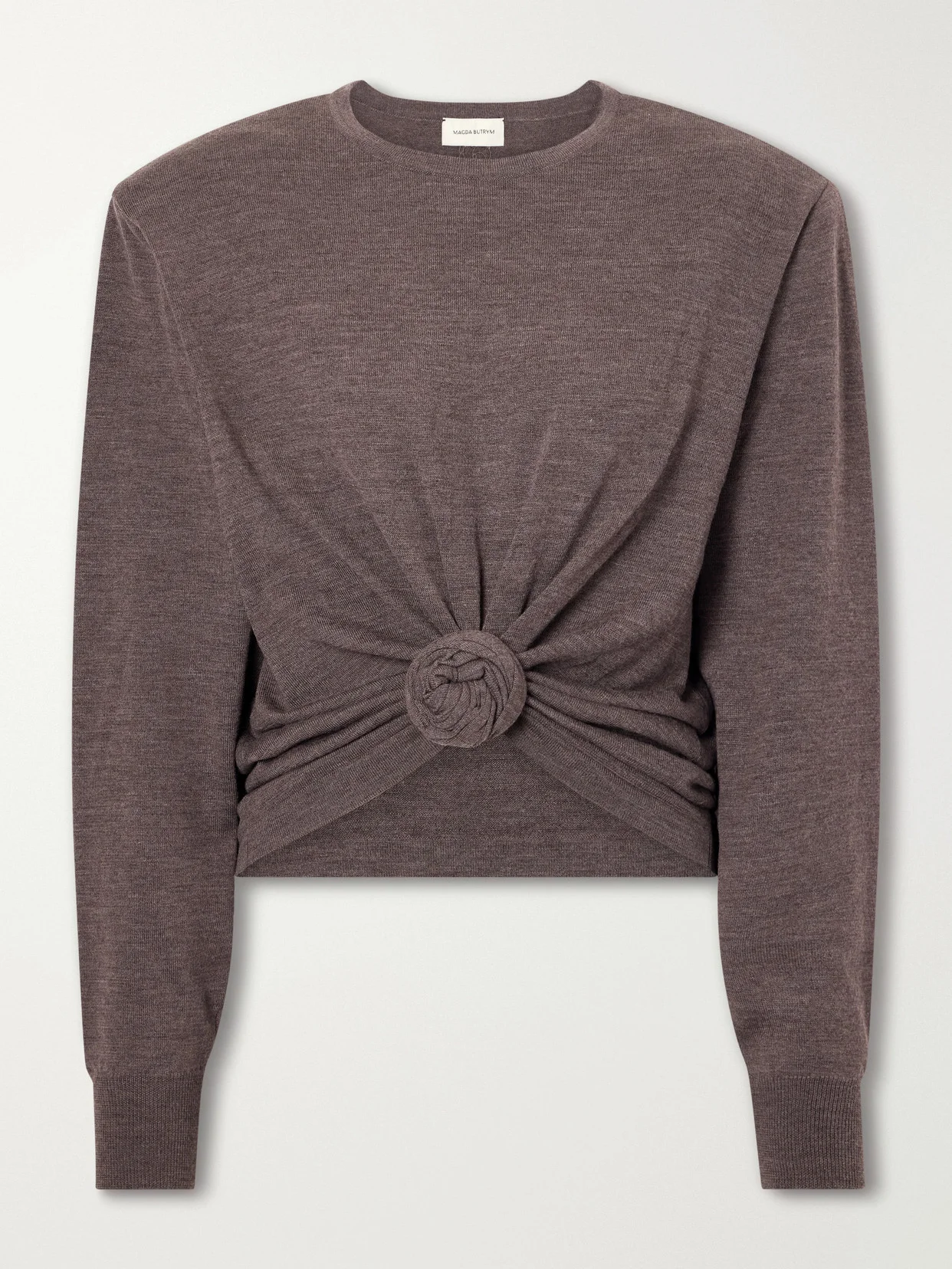 Knotted Cropped Wool Sweater - 1