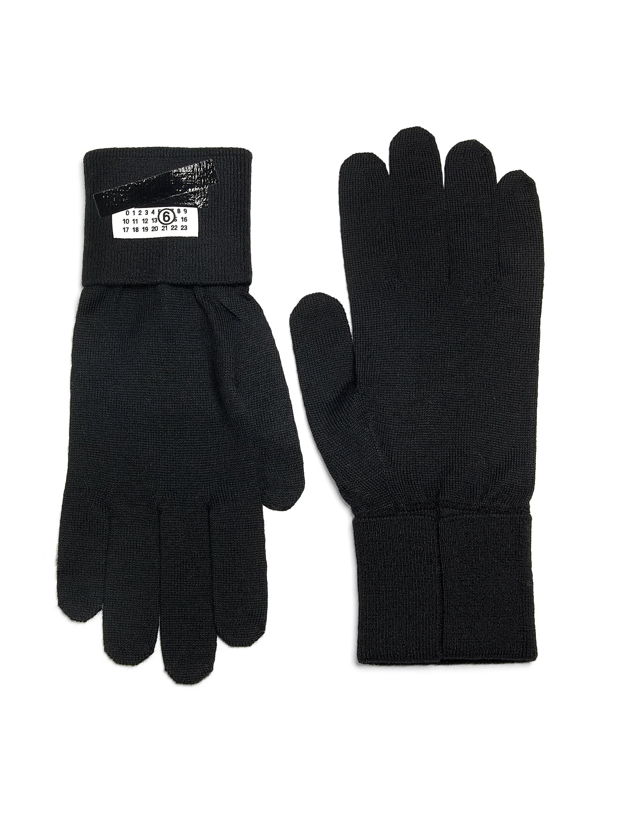 Men's Logo Patch Wool-Nylon Gloves - Black - 1