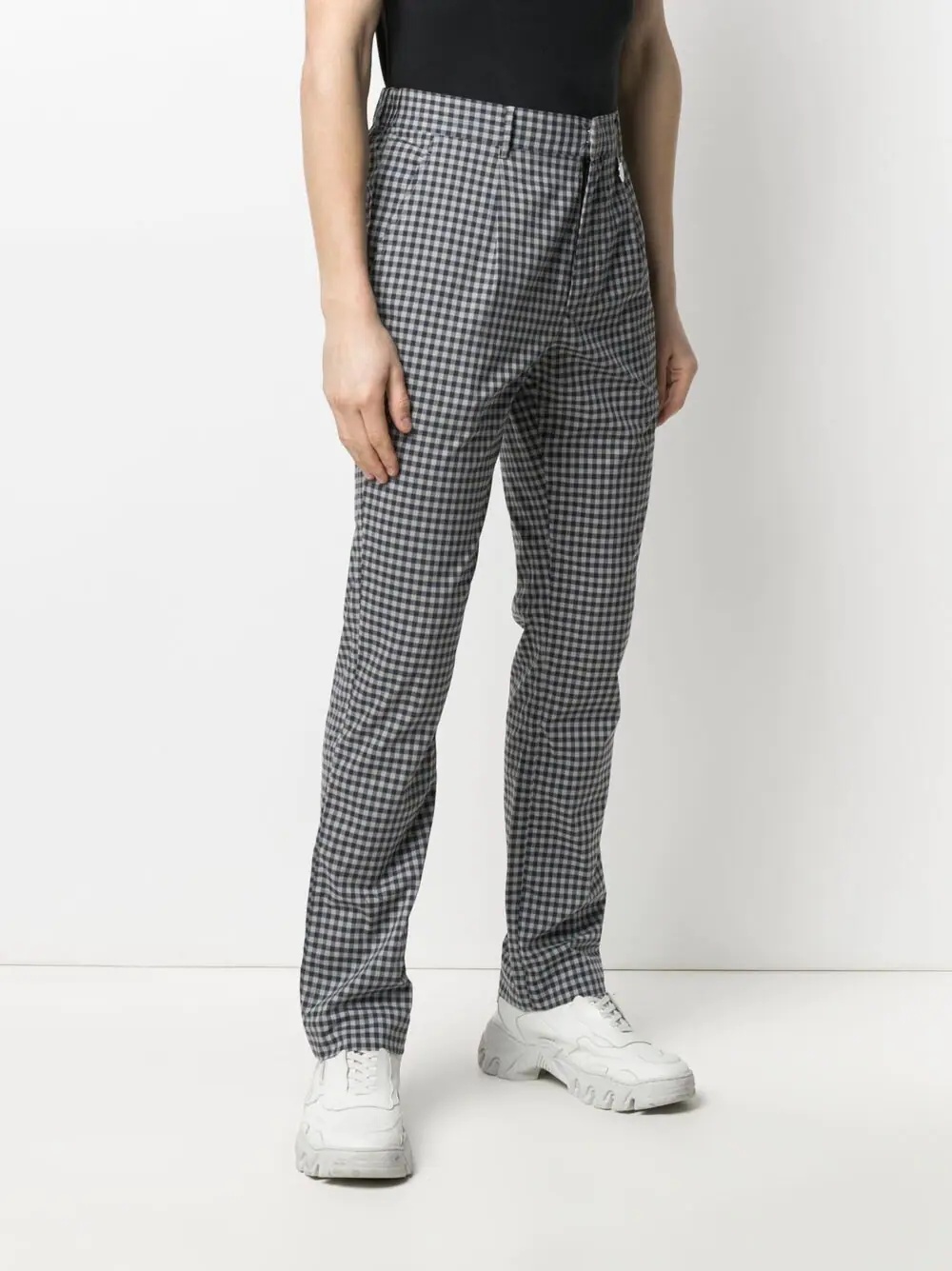 checked straight-fit trousers - 3