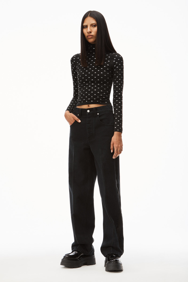 Alexander Wang hotfix logo turtleneck in crystal nylon outlook