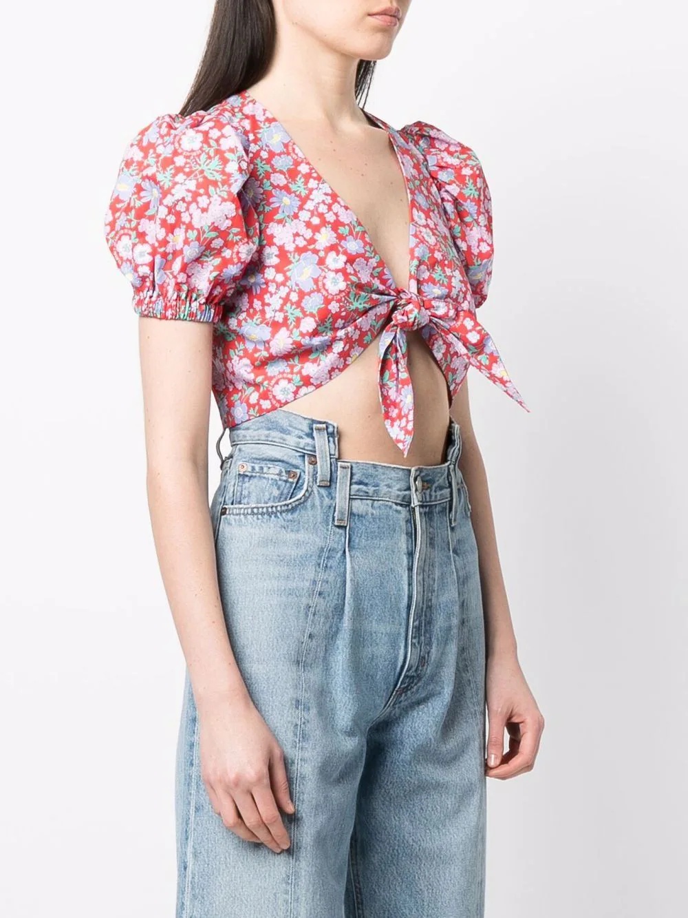 floral-print crop top - 3