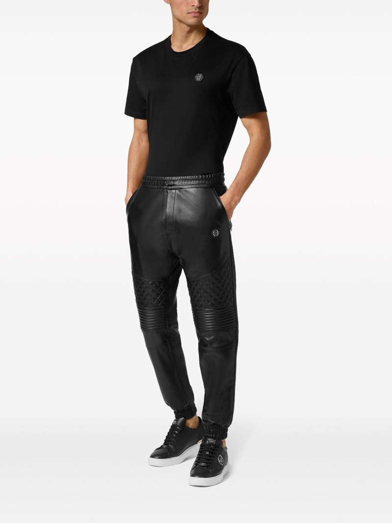 PHILIPP PLEIN leather quilted jogging trousers outlook