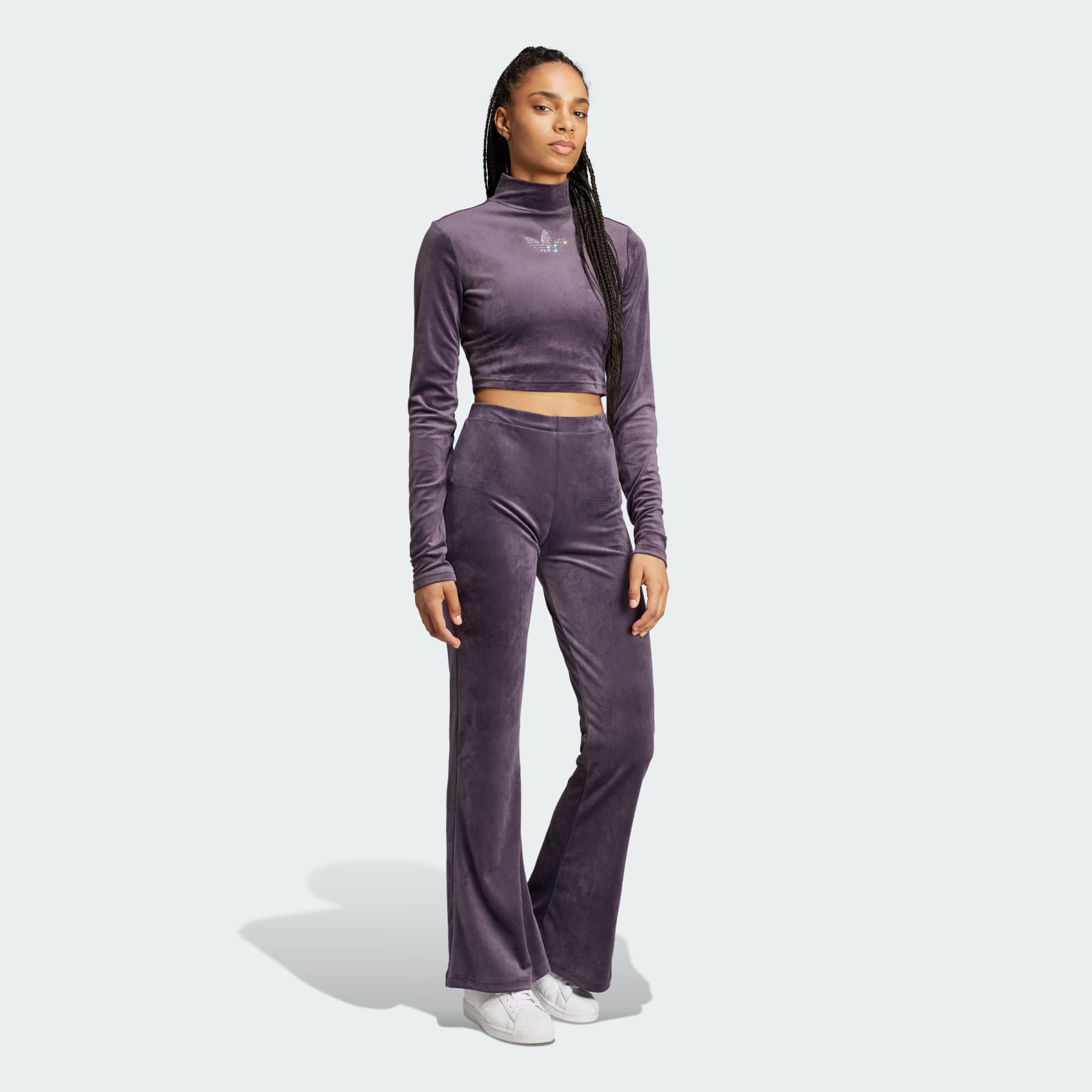 パンツ ADIDAS Rhinestone Trefoil Velvet pants 4FT1264 Adidas Original Velvet Pants With Rhinestone Trefoil