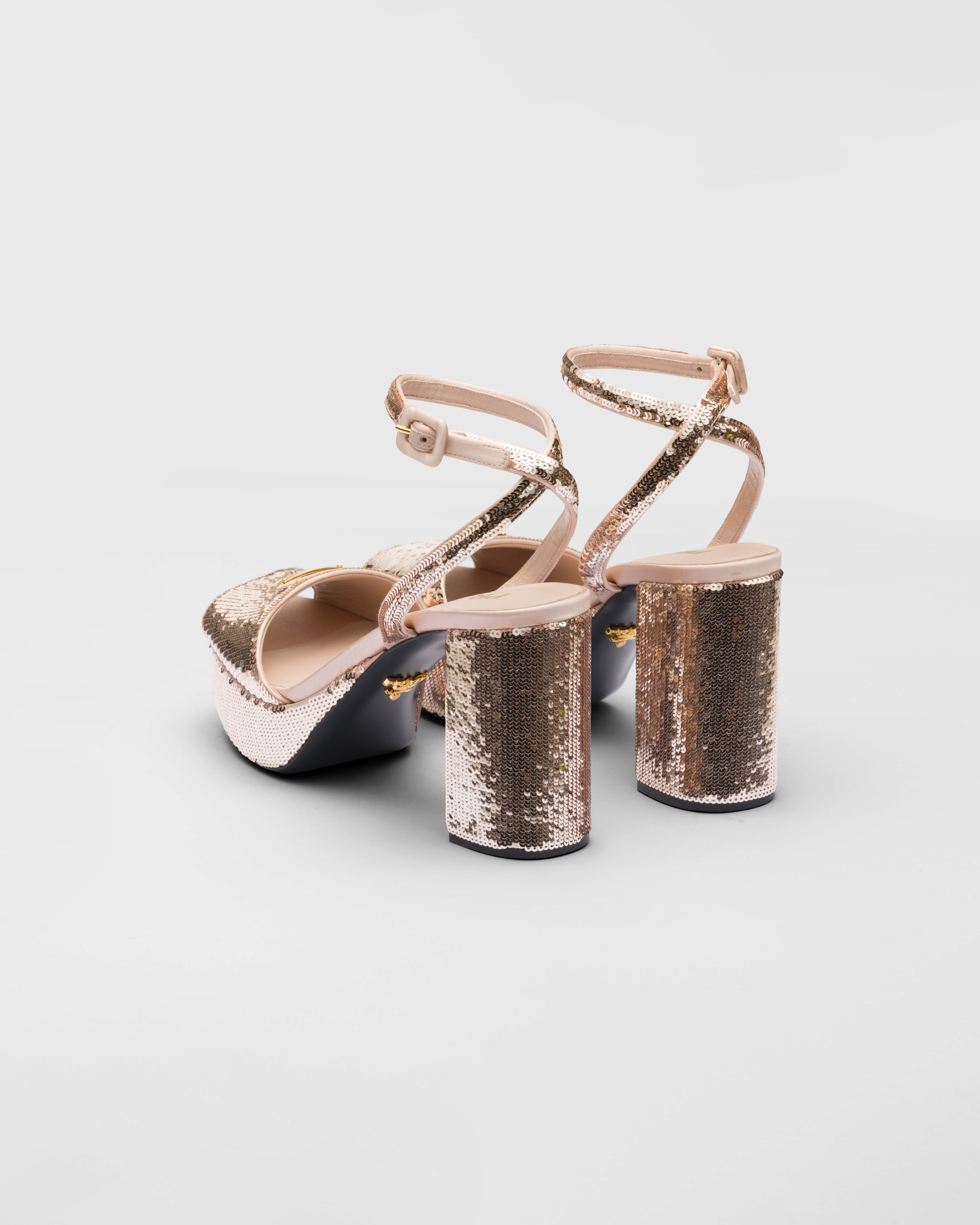 Sequined satin platform sandals - 4