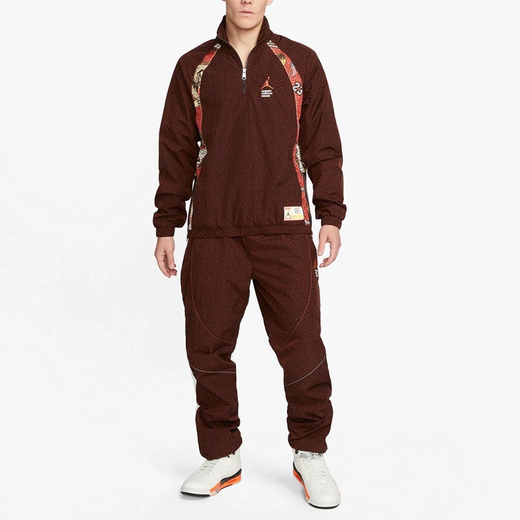 Air Jordan x Maison Chateau Rouge Crossover Printing Splicing Half Zipper Stand Collar Jacket US Edi - 3
