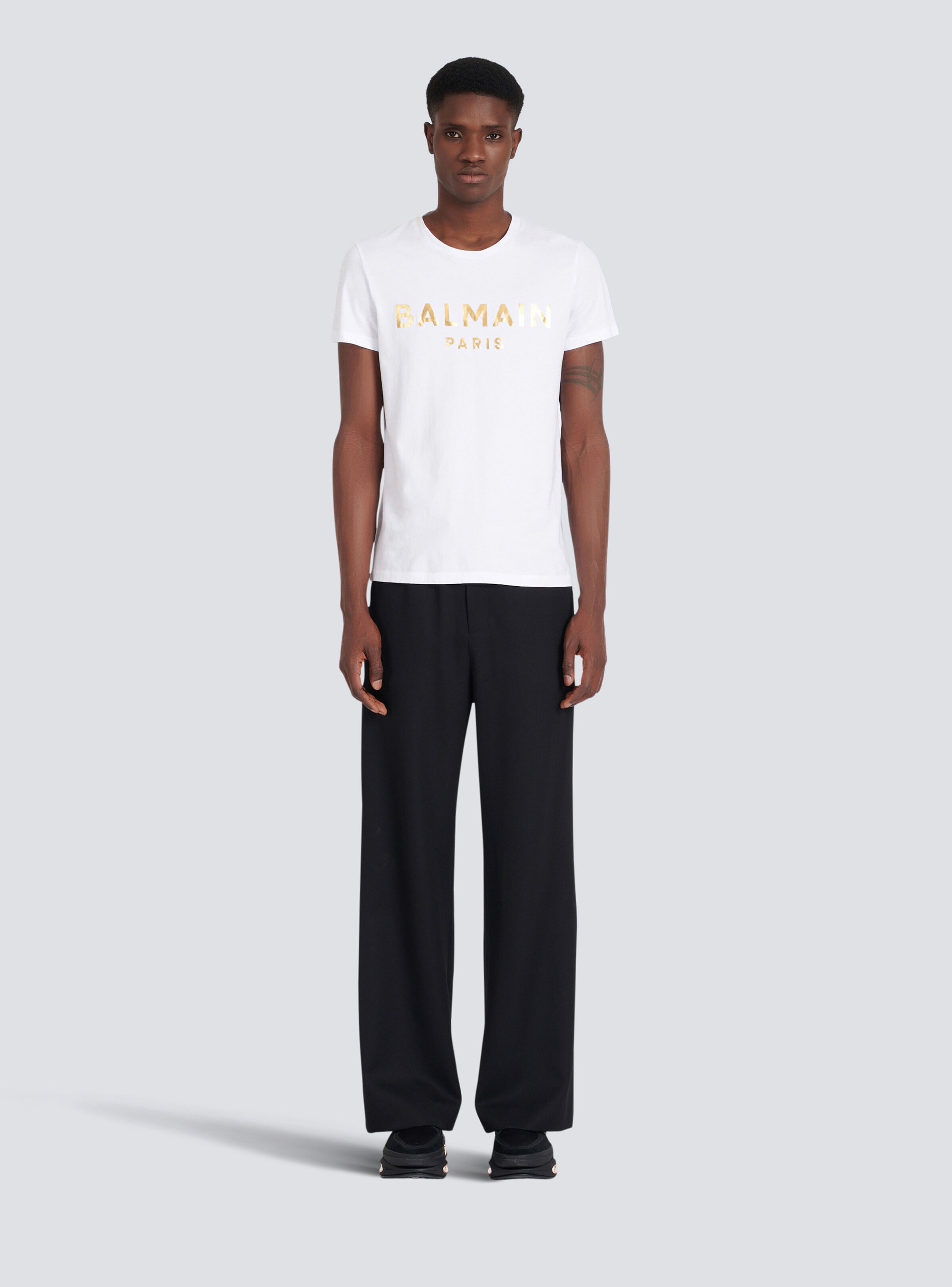Eco-designed cotton T-shirt with Balmain Paris logo print - 3
