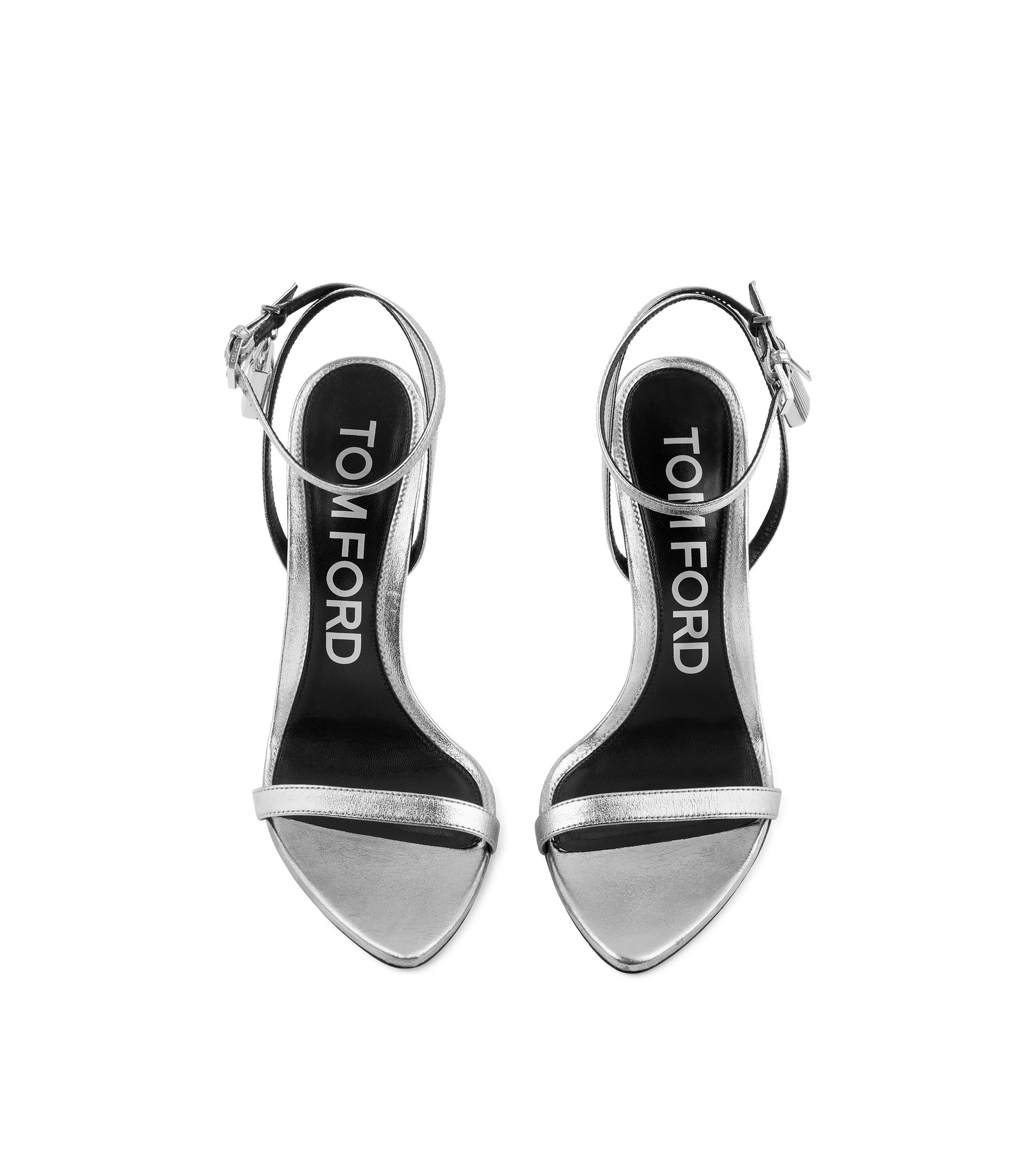 LAMINATED NAPPA LEATHER PADLOCK POINTY NAKED SANDAL - 1