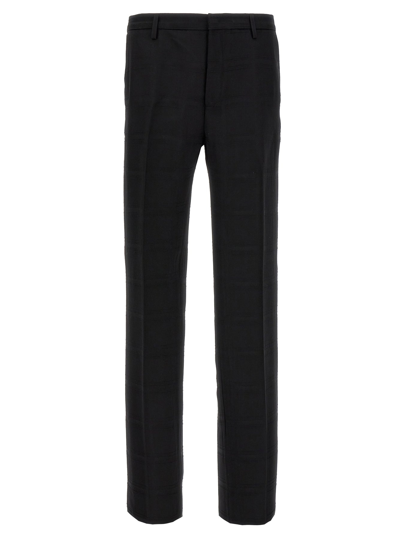 Check Wool Trousers Pants Black - 1