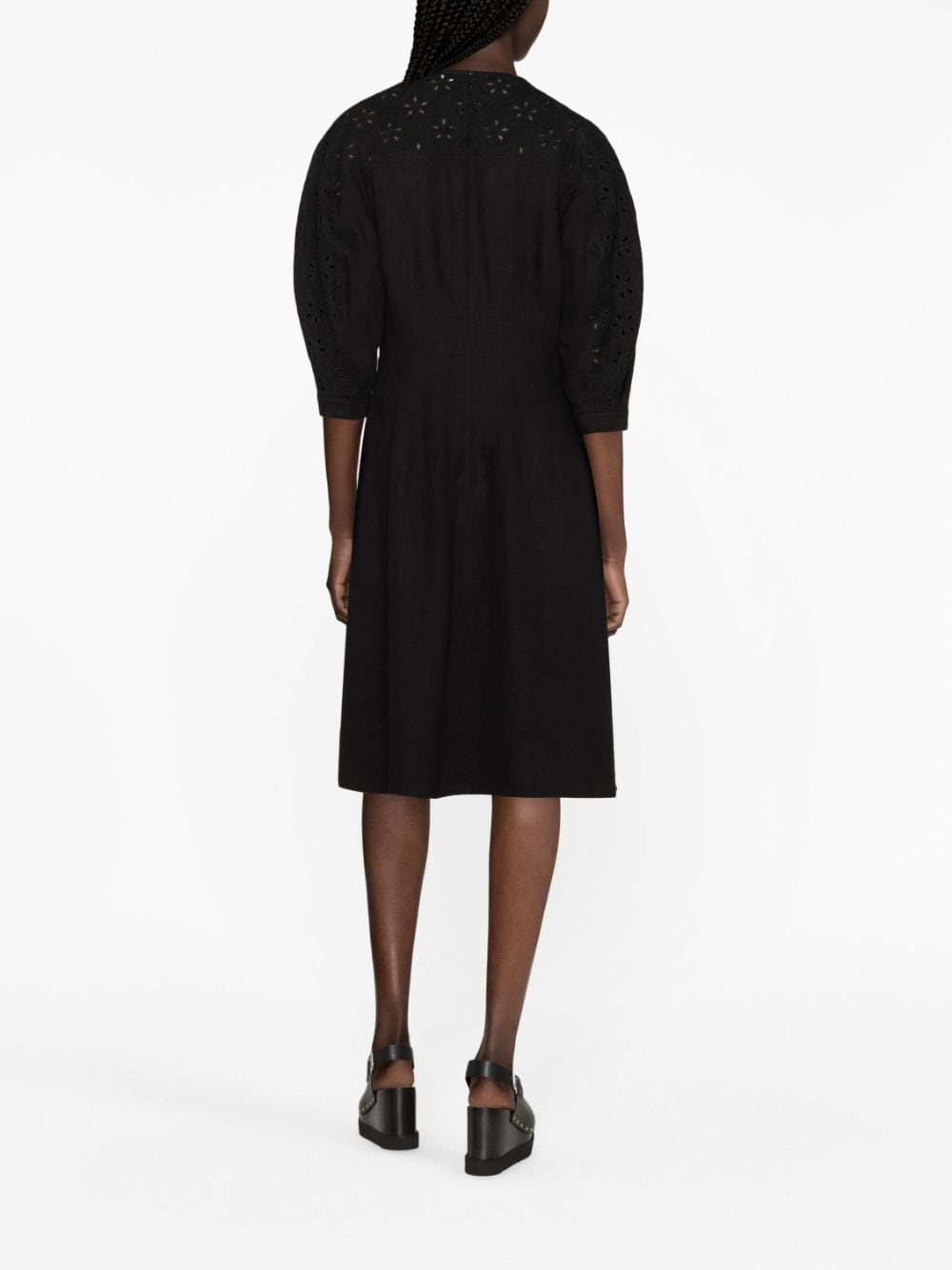 balloon-sleeve linen dress - 3