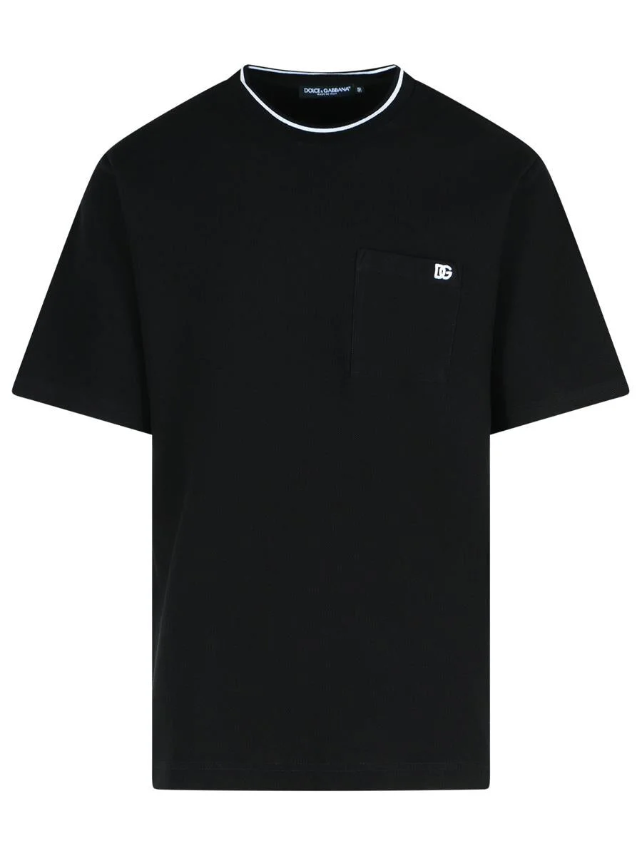Dolce & Gabbana Black Cotton T-Shirt - 1