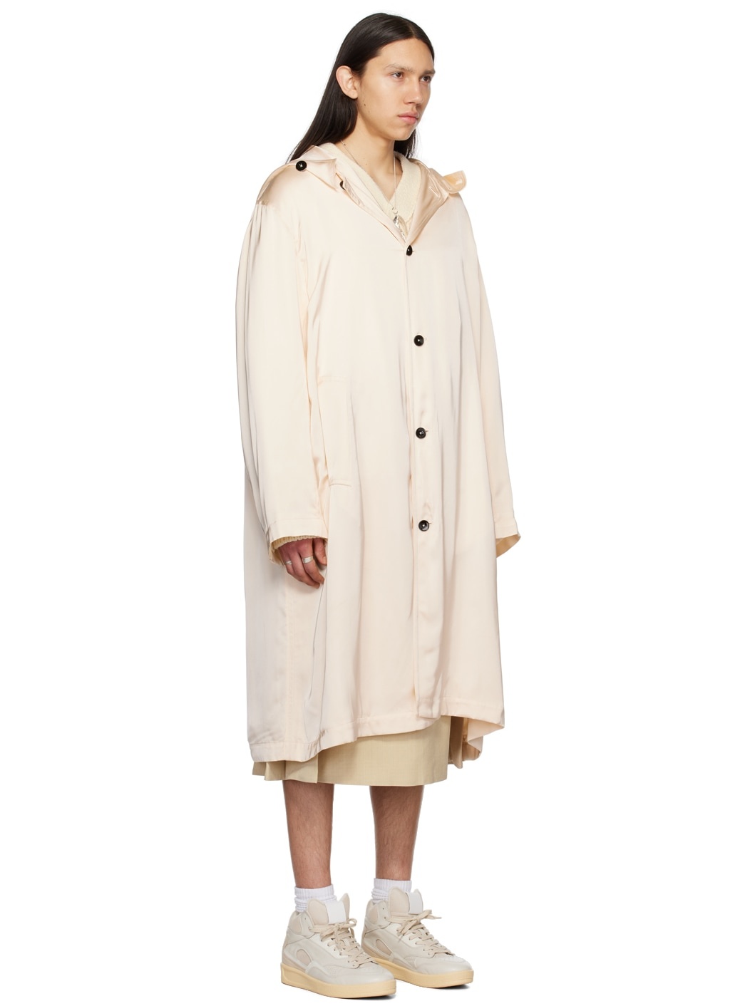 Beige Hooded Coat - 2