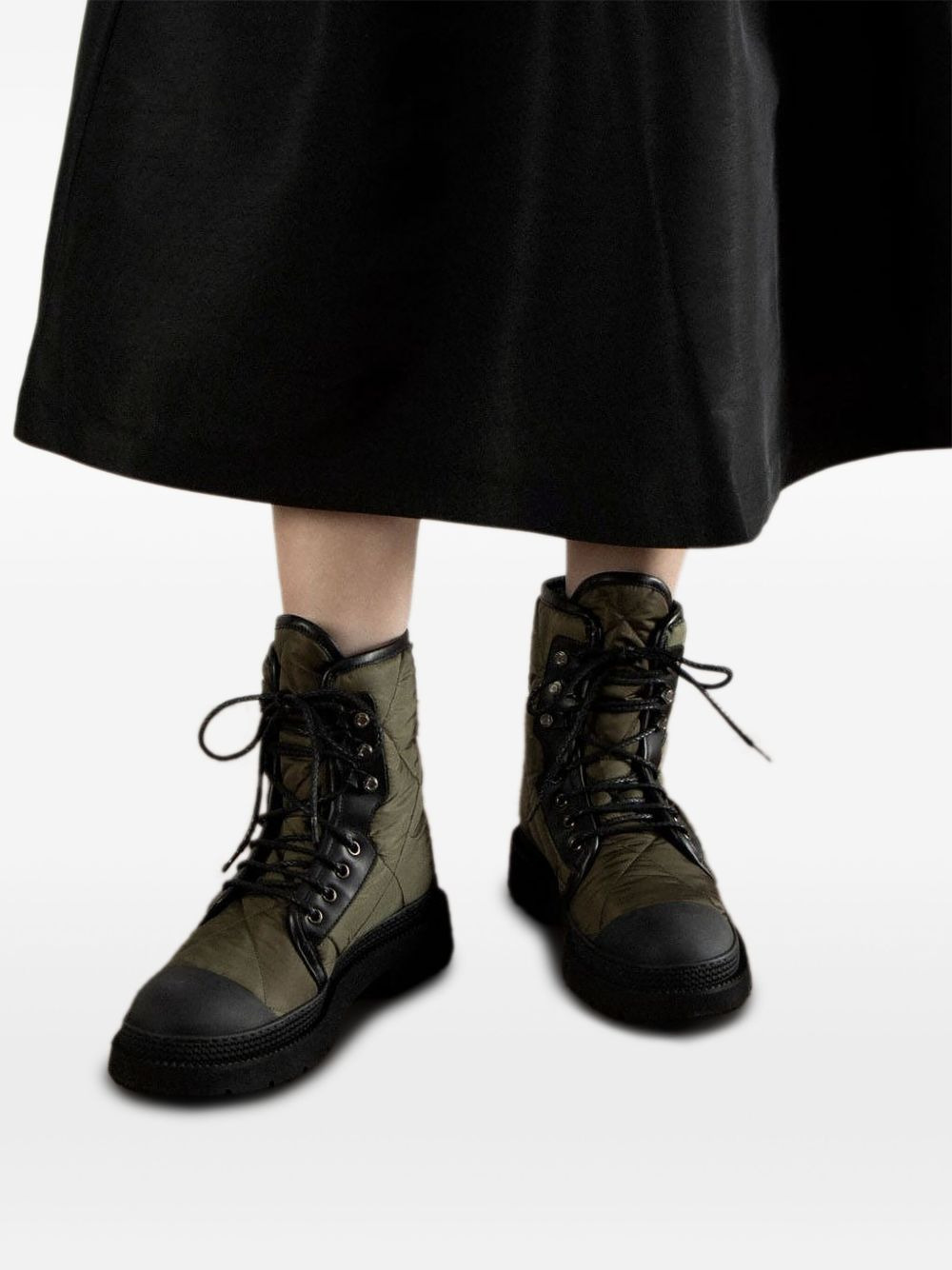 quilted lace-up boots - 5