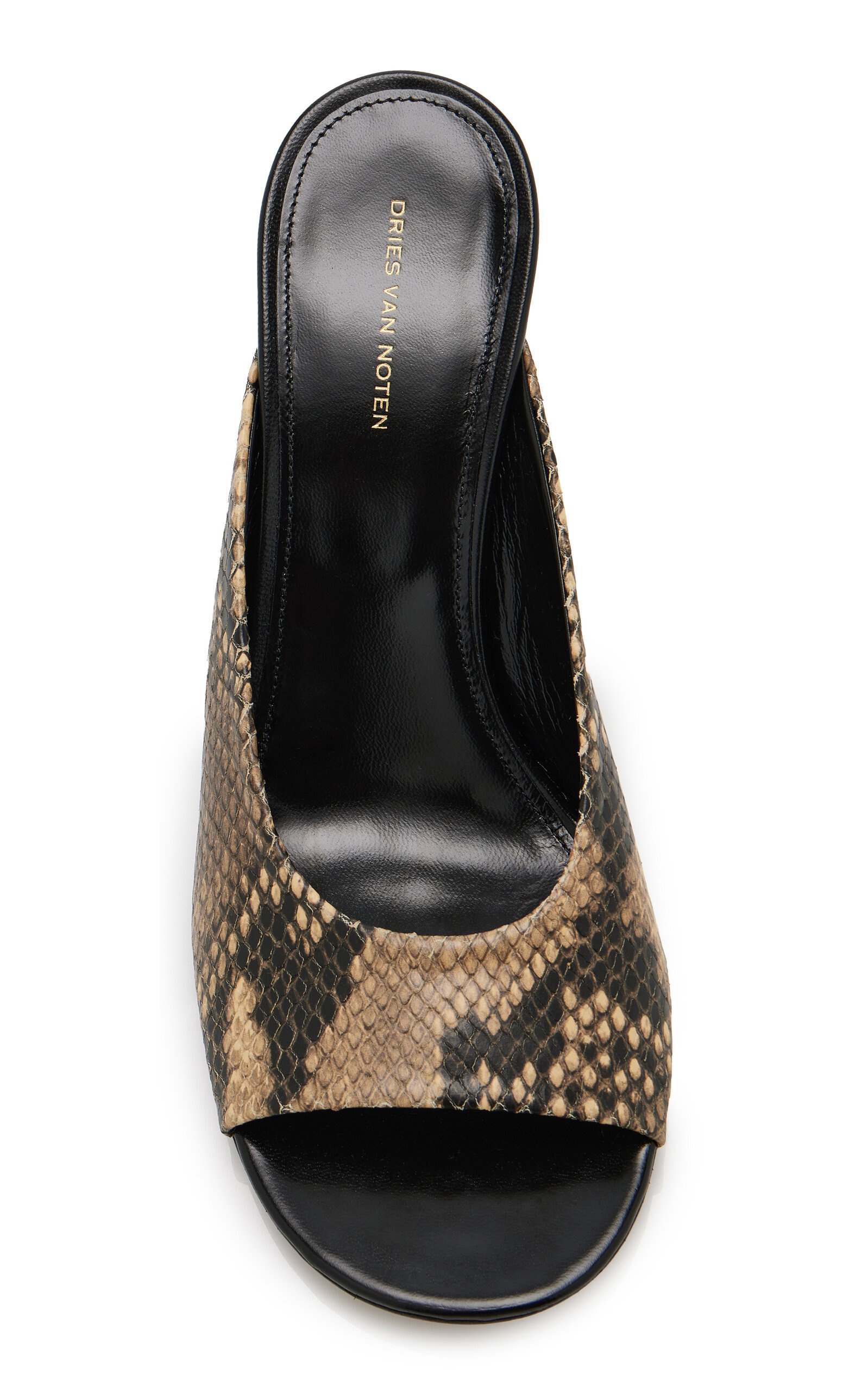 Snake-Print Leather Wedge Sandals animal - 3
