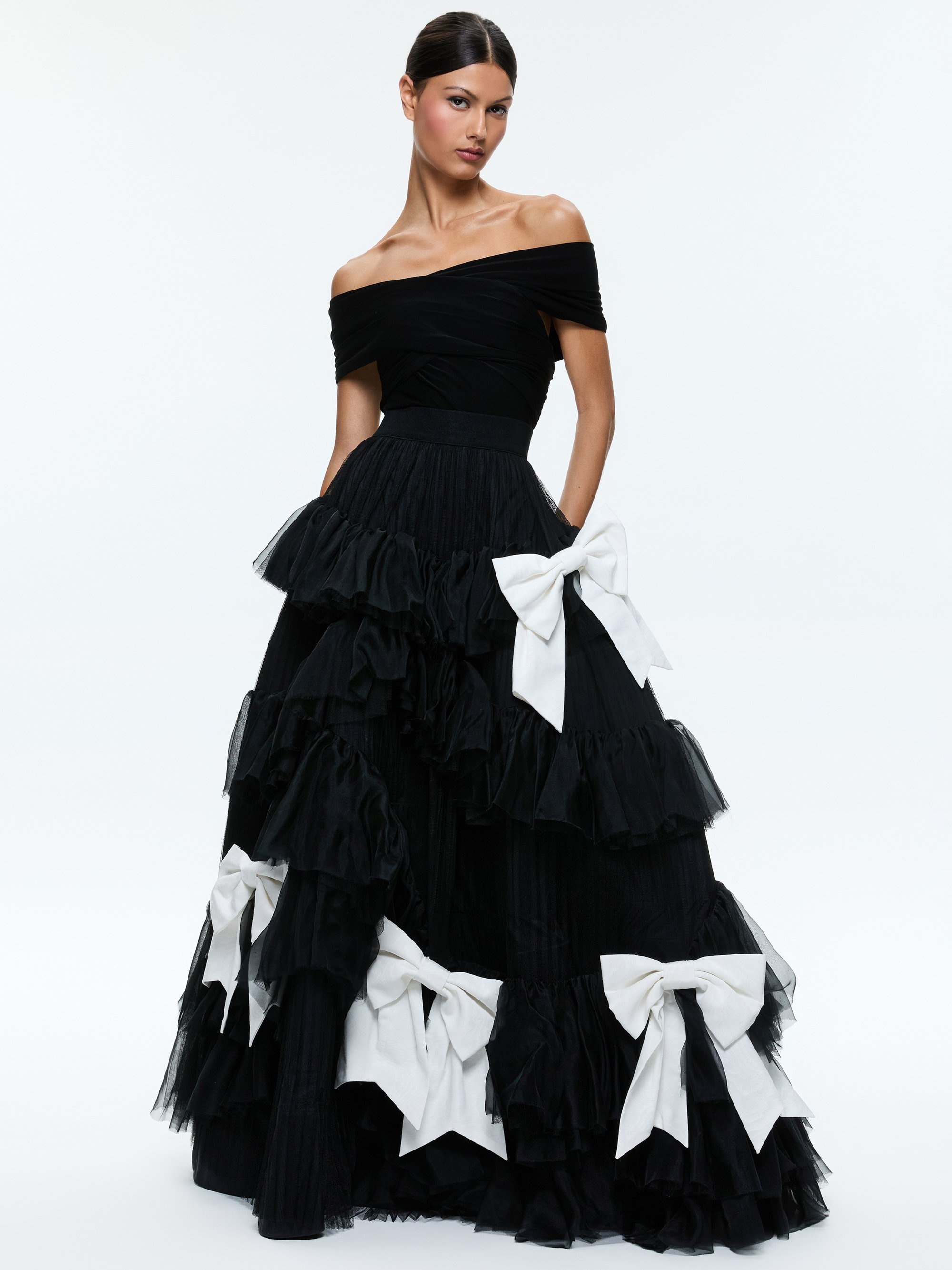 JESSICA RUFFLE MAXI BOW BALLGOWN SKIRT - 6
