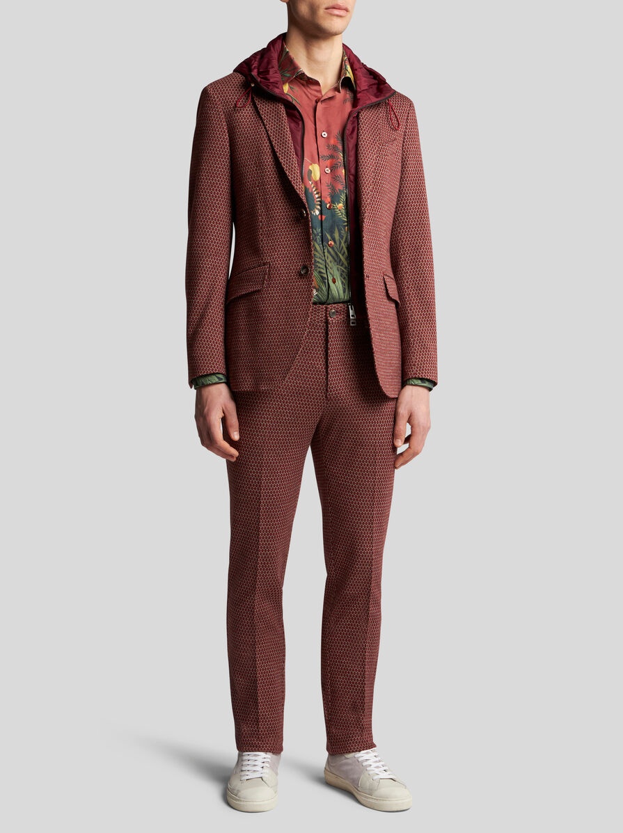 WOOL AND COTTON JACQUARD TROUSERS - 4