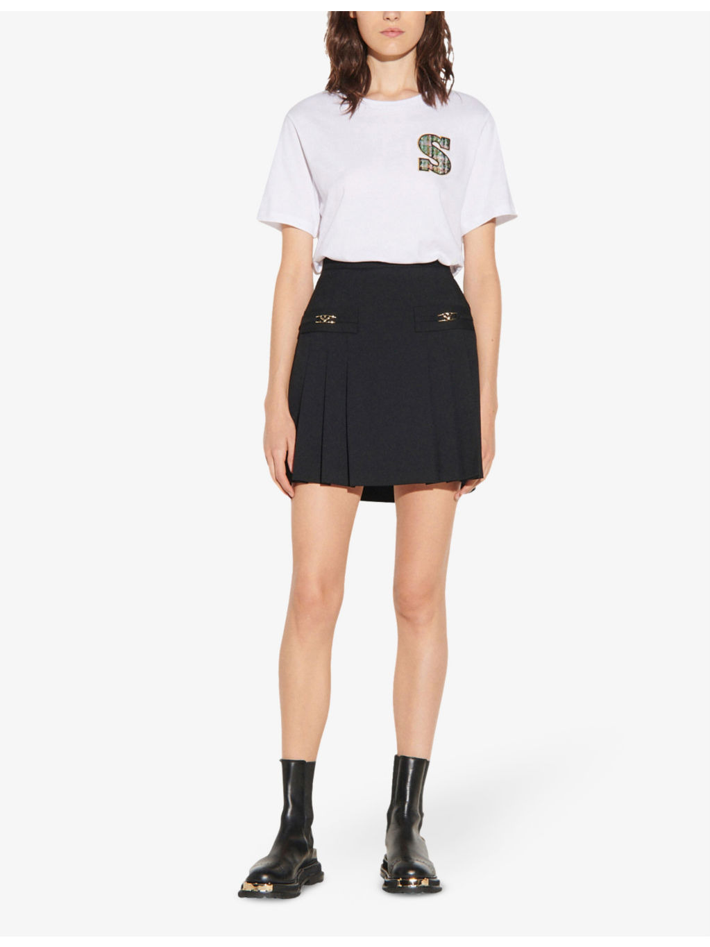Rebeca embellished wool mini skirt - 3