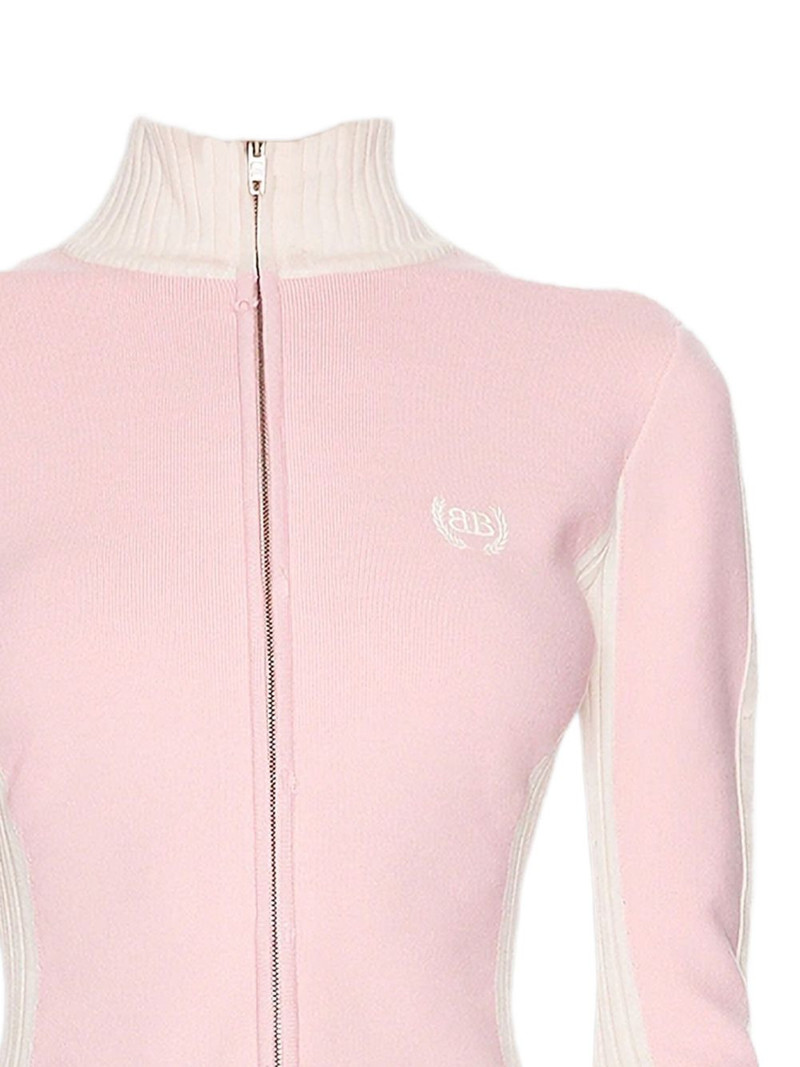 BALENCIAGA zip-up logo-embroidered sweater outlook