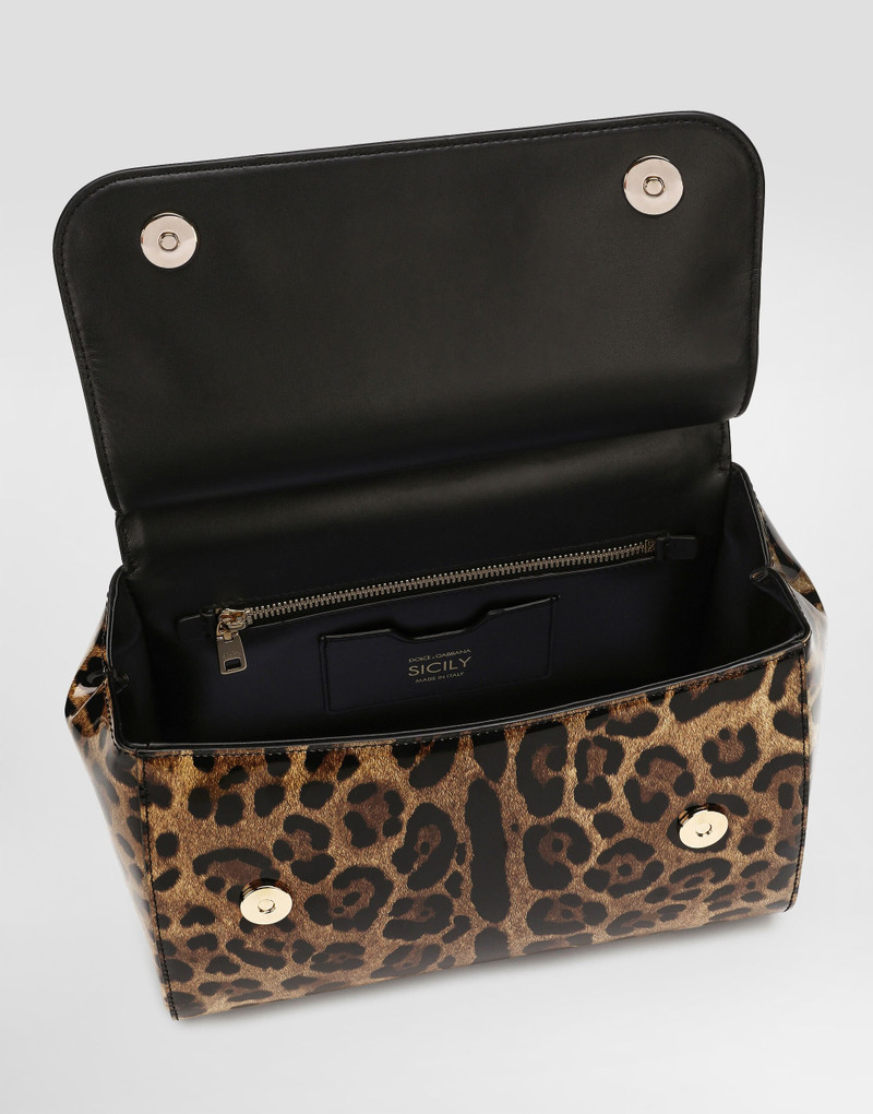Medium Sicily bag in leopard-print polished calfskin 4