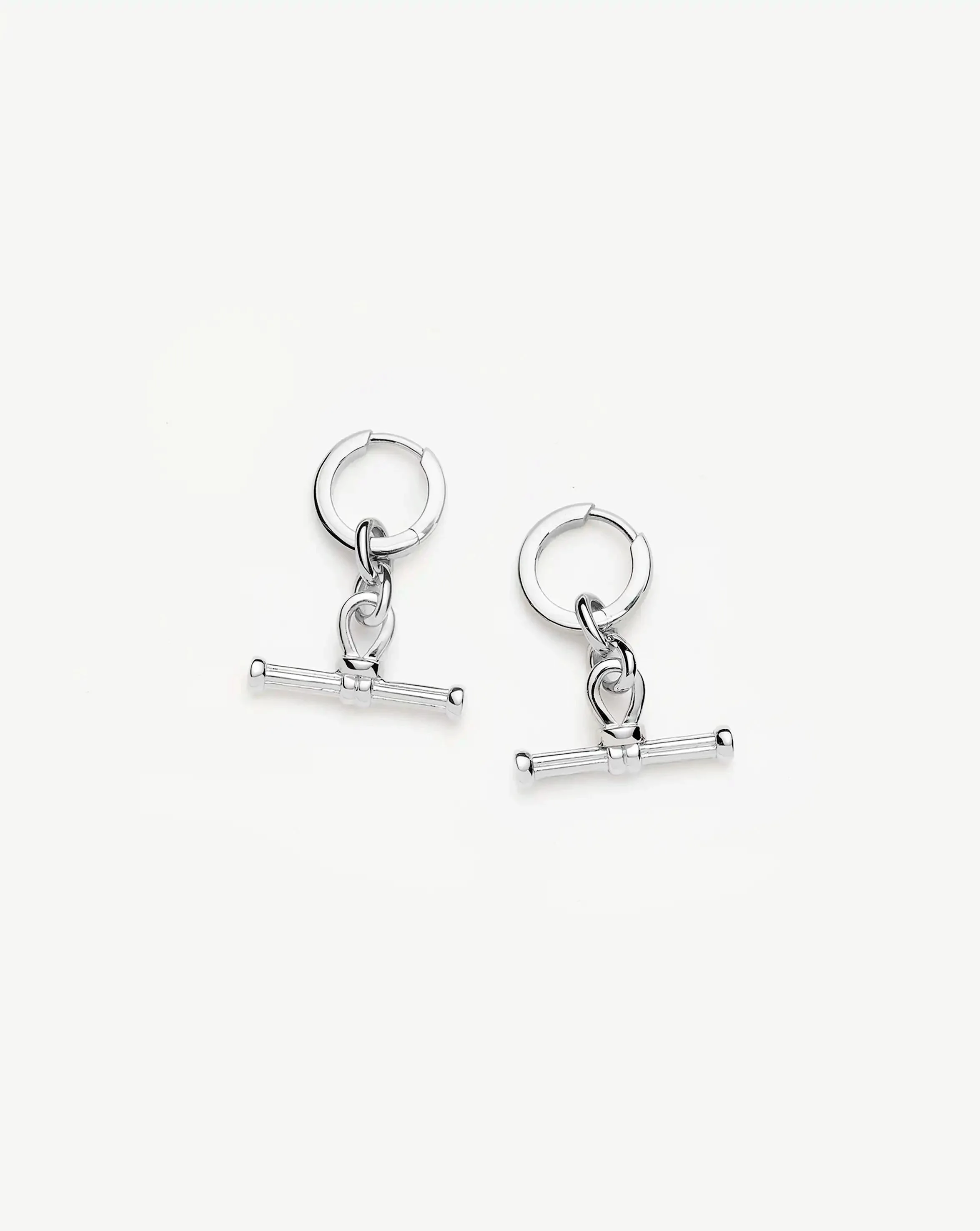 Ridge T-Bar Charm Hoop Earrings - 1