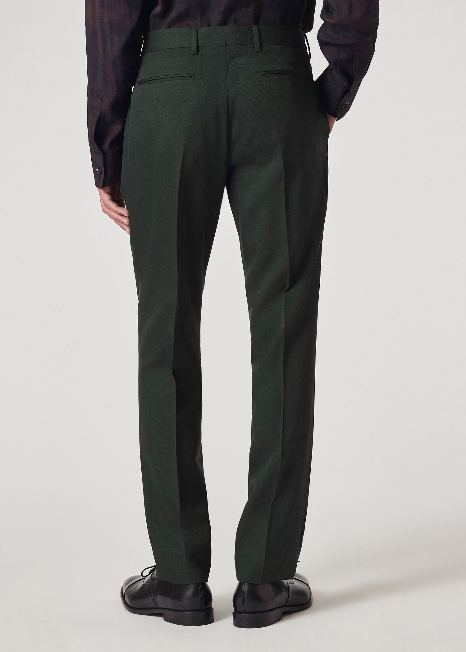 Slim Straight-Fit Forest Green Wool Gabardine Trousers - 5