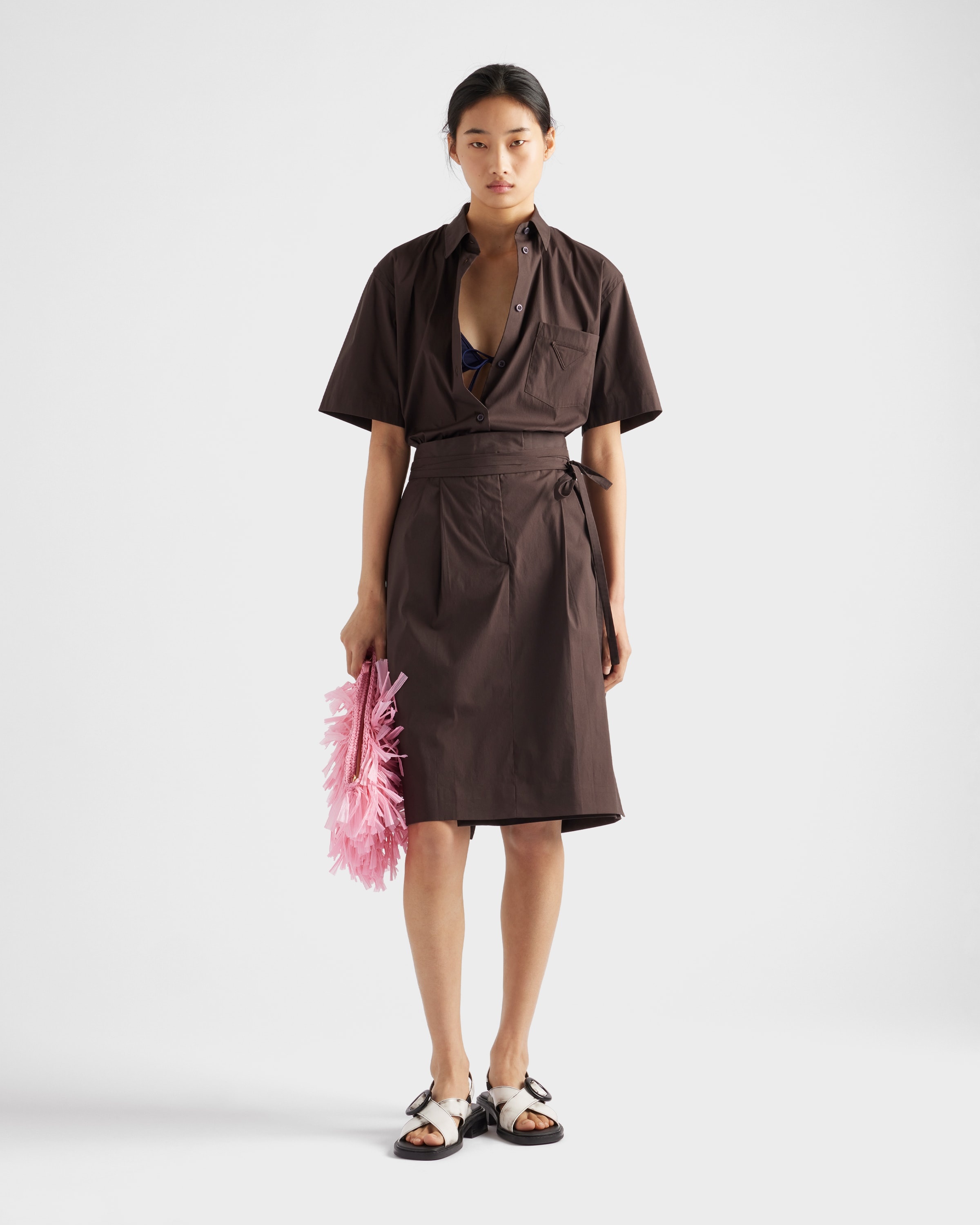 Short-sleeved stretch poplin shirt - 2