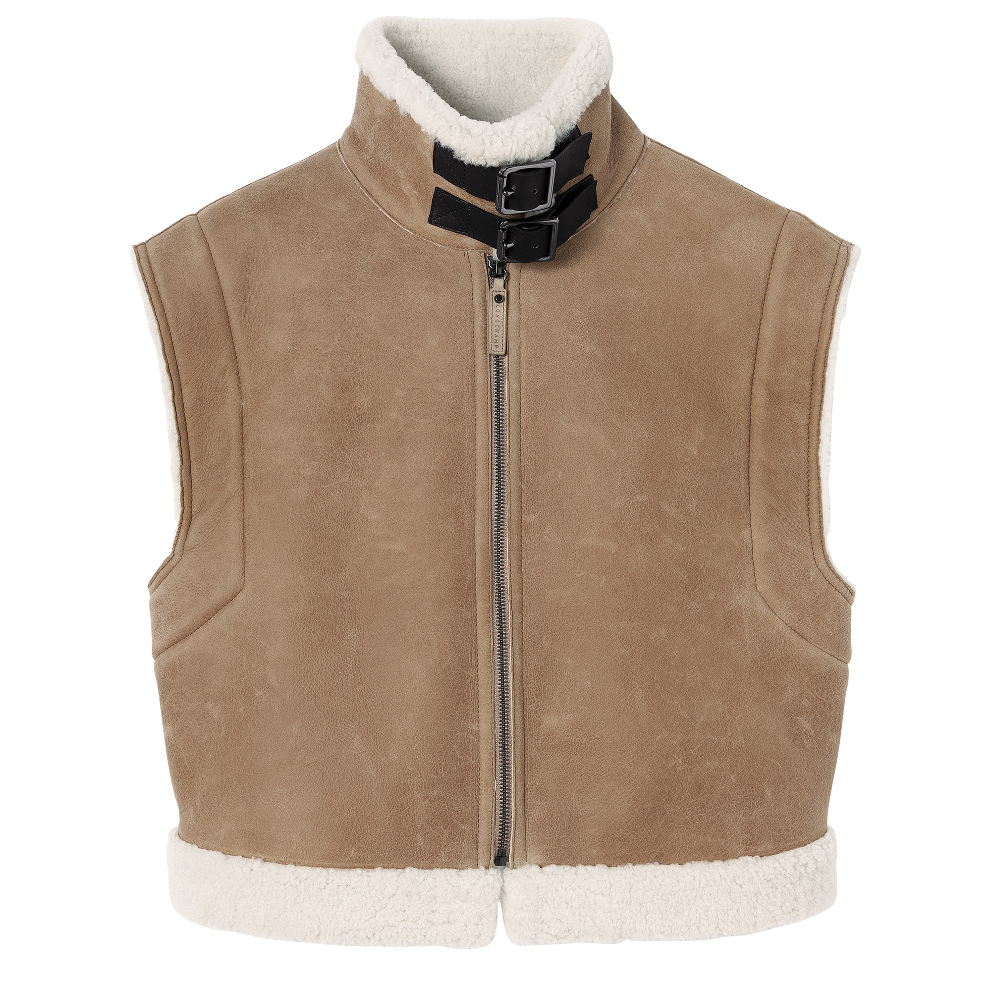 Short sleeveless vest Natural - Leather - 1