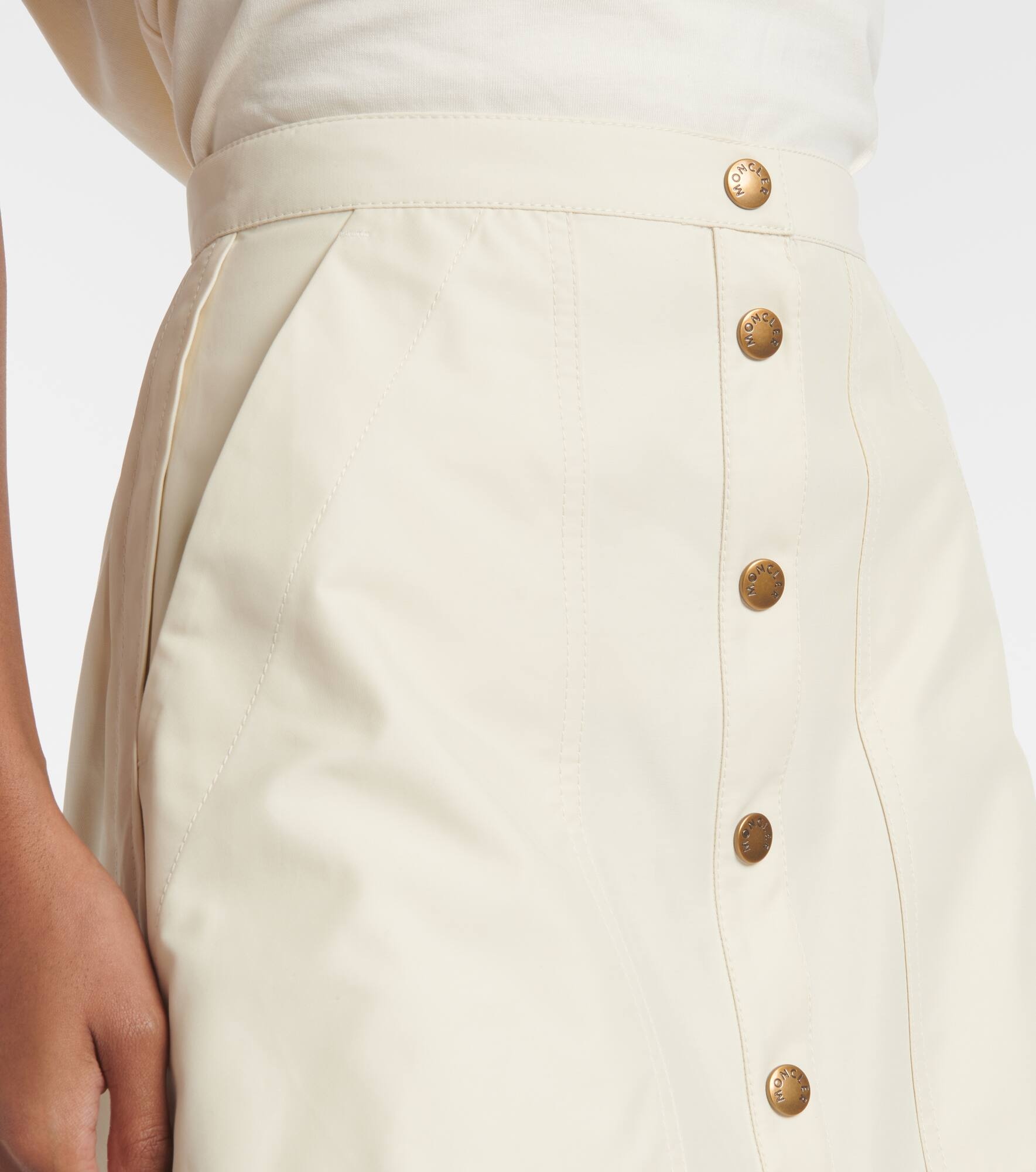 Cotton-blend twill midi skirt - 4
