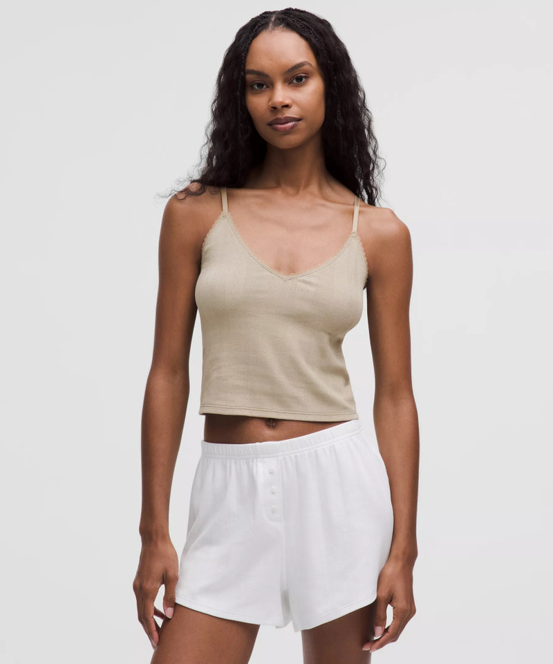 Cotton Pointelle Cropped Cami Tank Top 1
