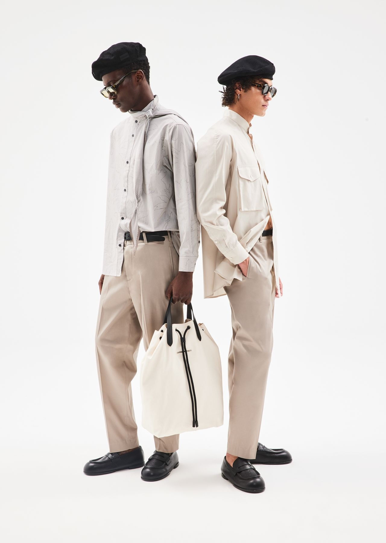 Poplin shirt with guru collar and pockets on the chest - 6