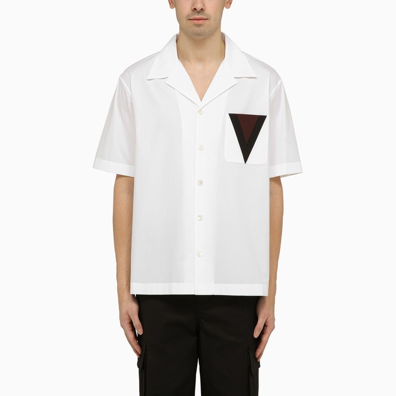 White bowling shirt with V inlay - 1