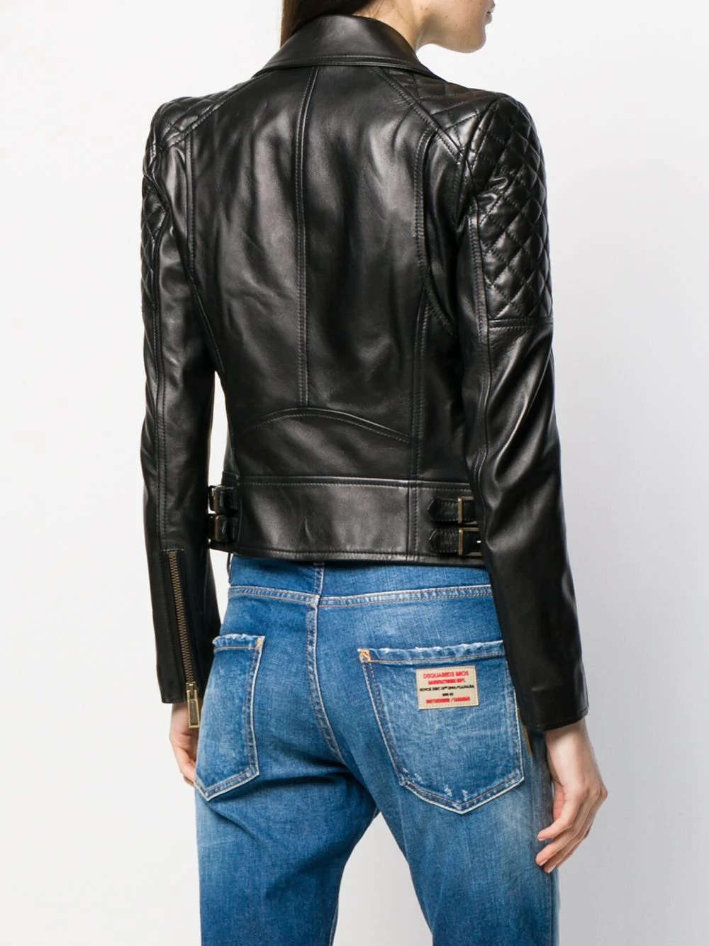 zip panelled biker jacket - 4