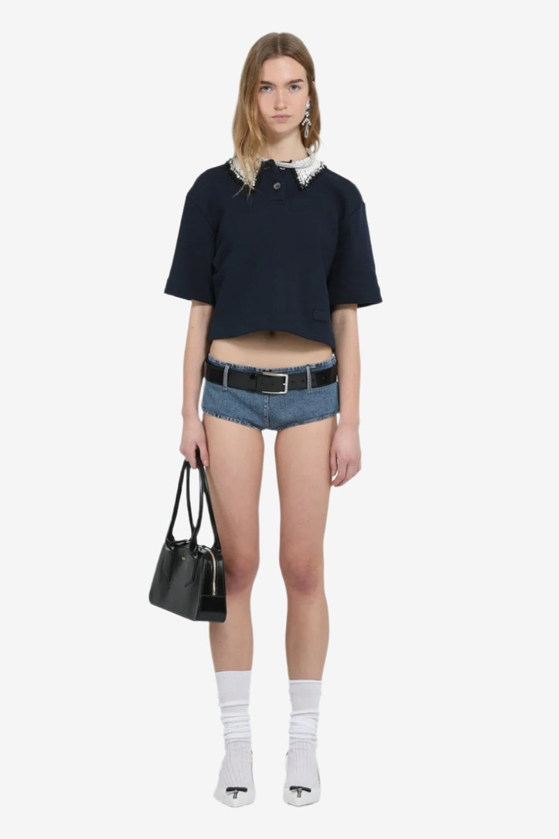 CROP POLO WITH EMBROIDERED COLLAR 4