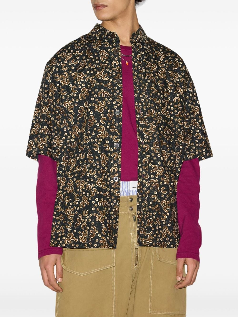 floral-print short-sleeve shirt - 3