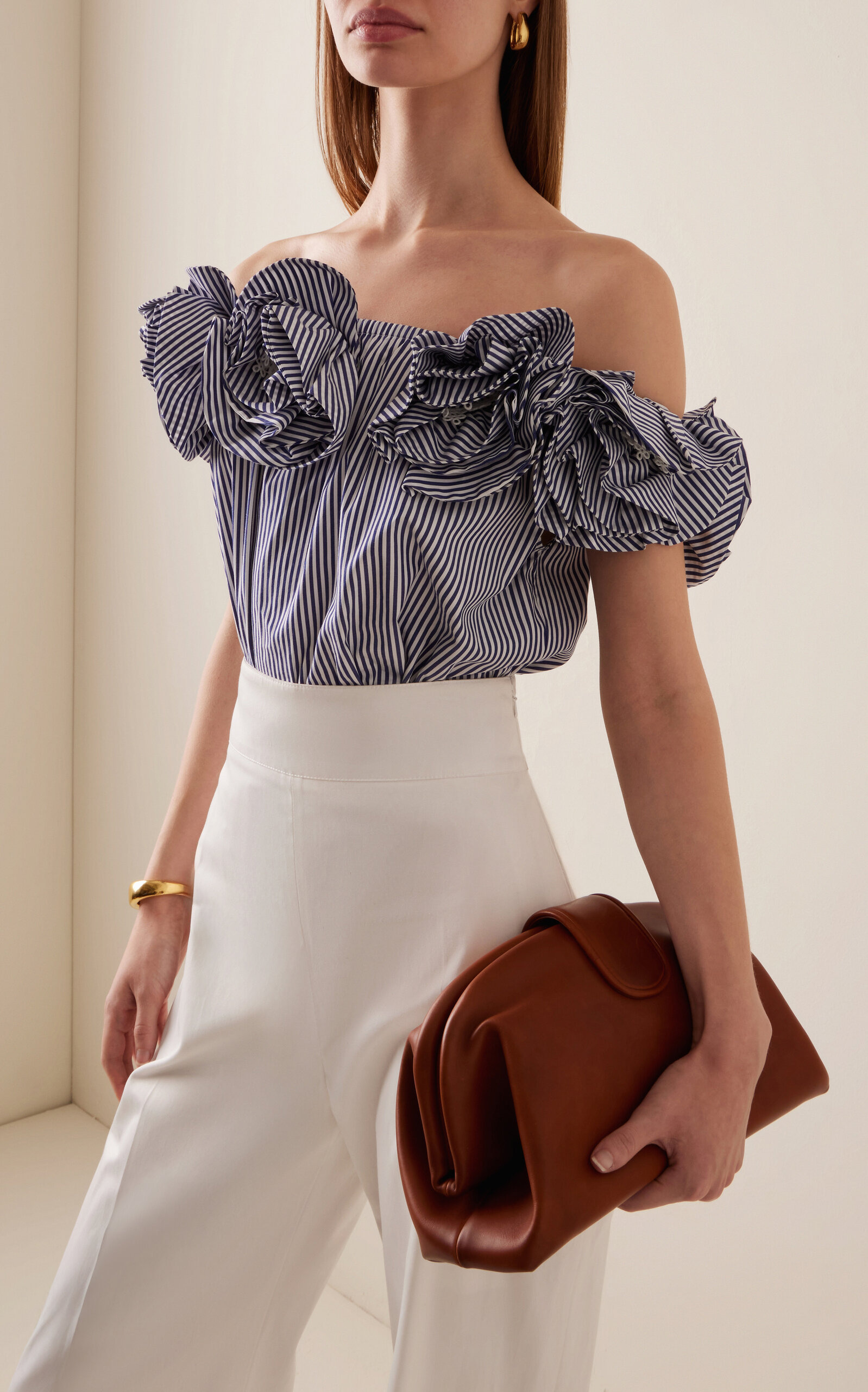 Ruffled Cotton Off-The-Shoulder Top white - 2