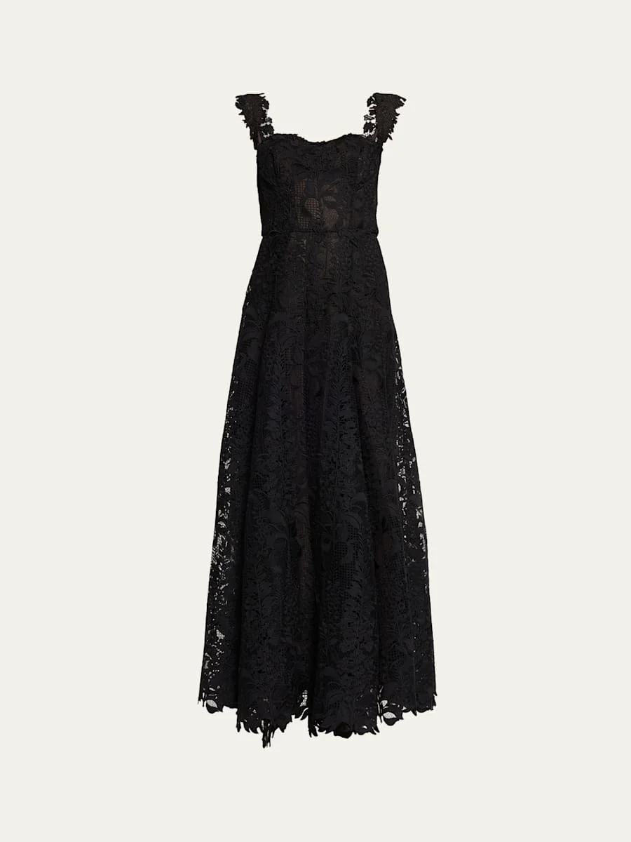 Sleeveless Foxglove Lace Sweetheart-Neck Gown - 1
