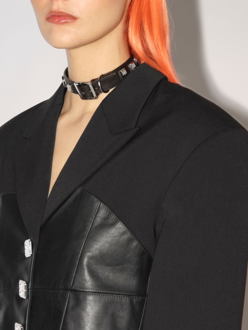LEATHER PANEL TAILORING JACKET - 5