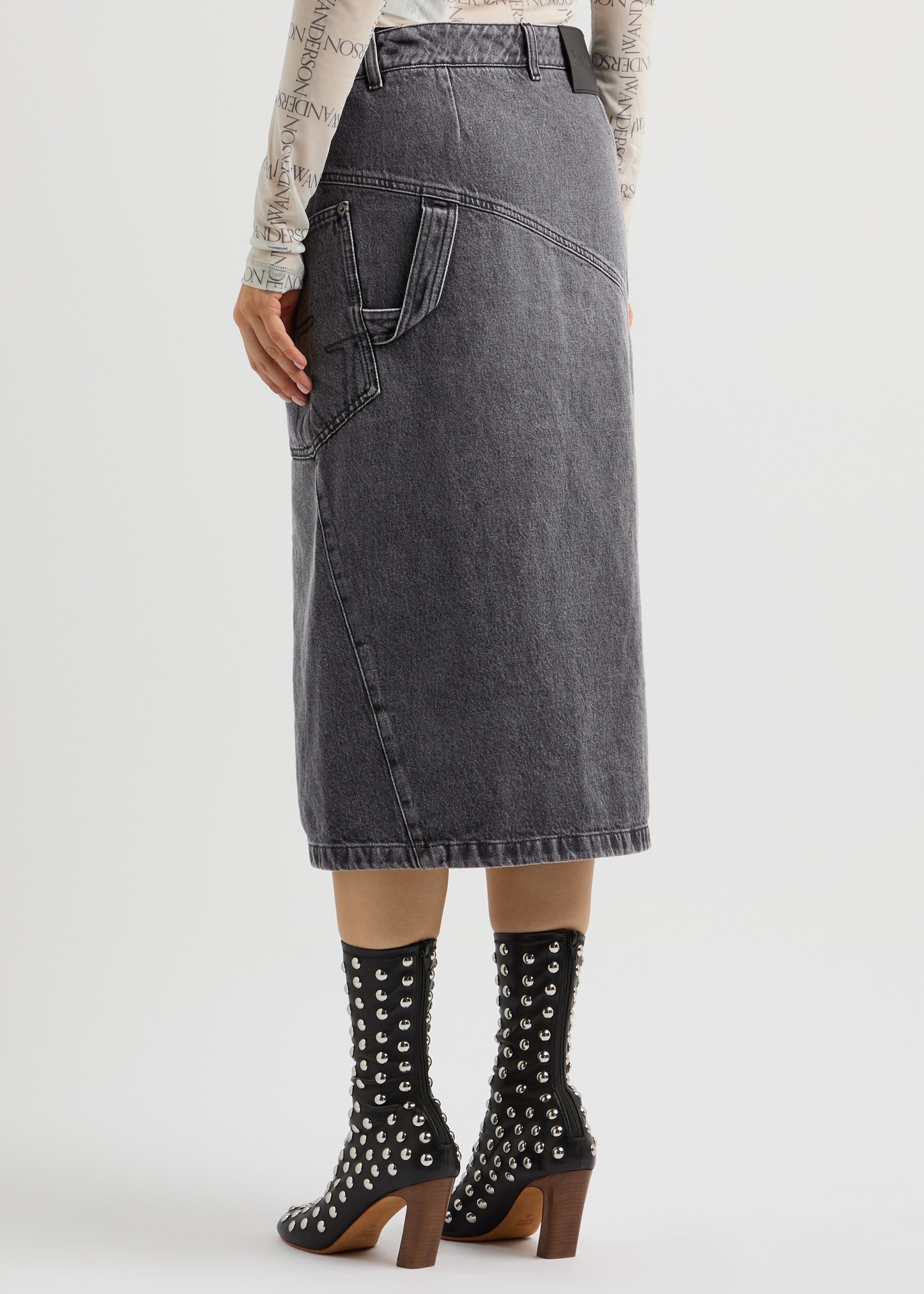 Twisted denim midi skirt - 3