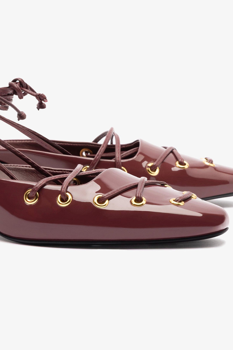 Amal Lace Up Pump In Burgundy Leather 4