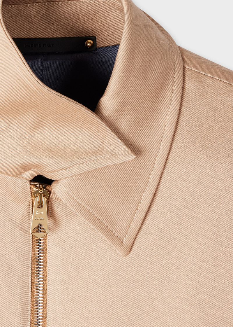 Paul Smith Tan Stretch Cotton-Twill Short Zip Jacket outlook