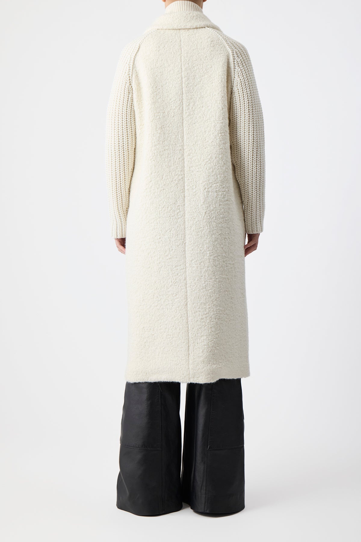 Charles Coat in Ivory Recycled Cashmere Boucle - 4