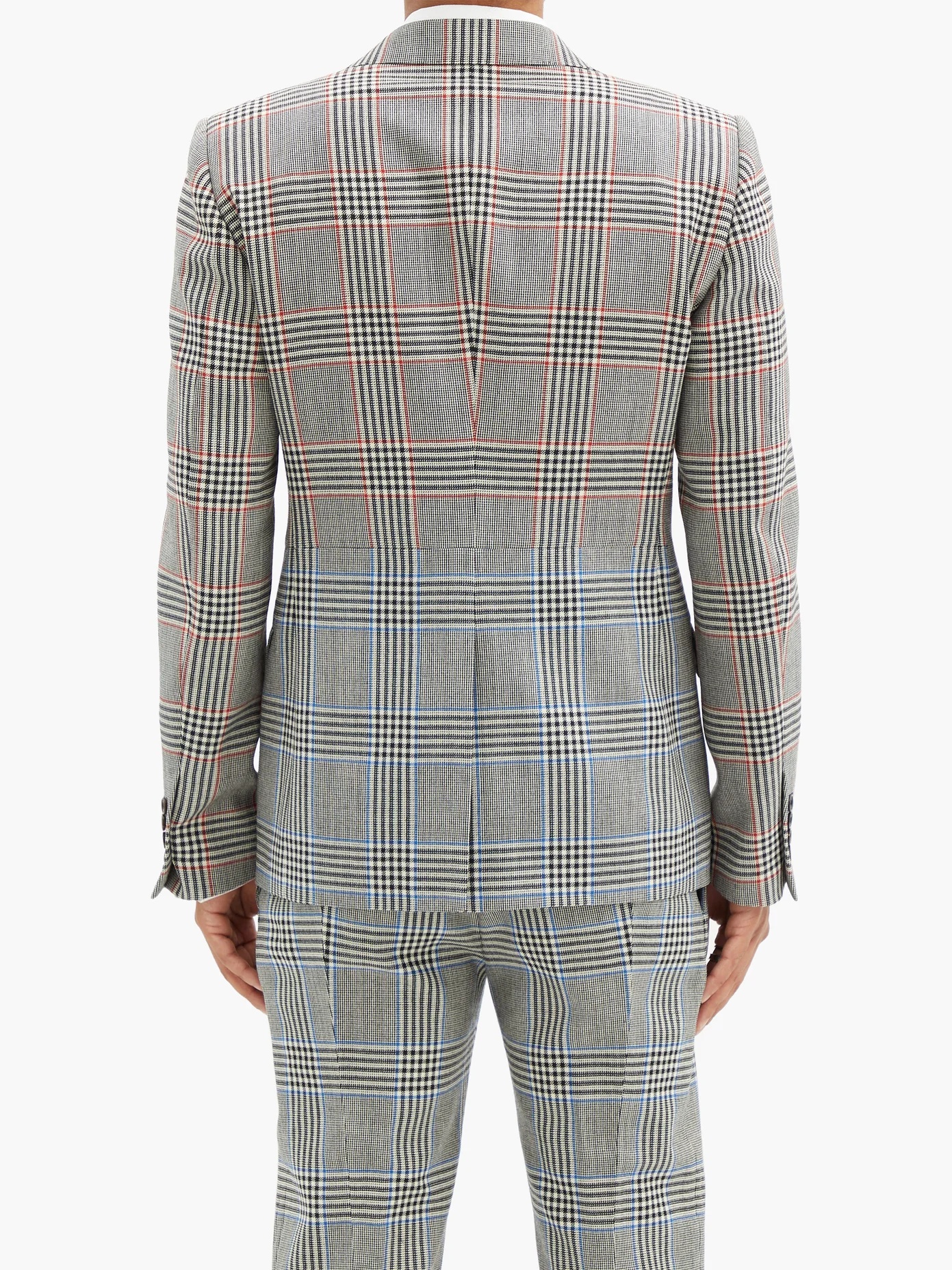 Bi-colour glen-check wool-twill suit jacket - 5