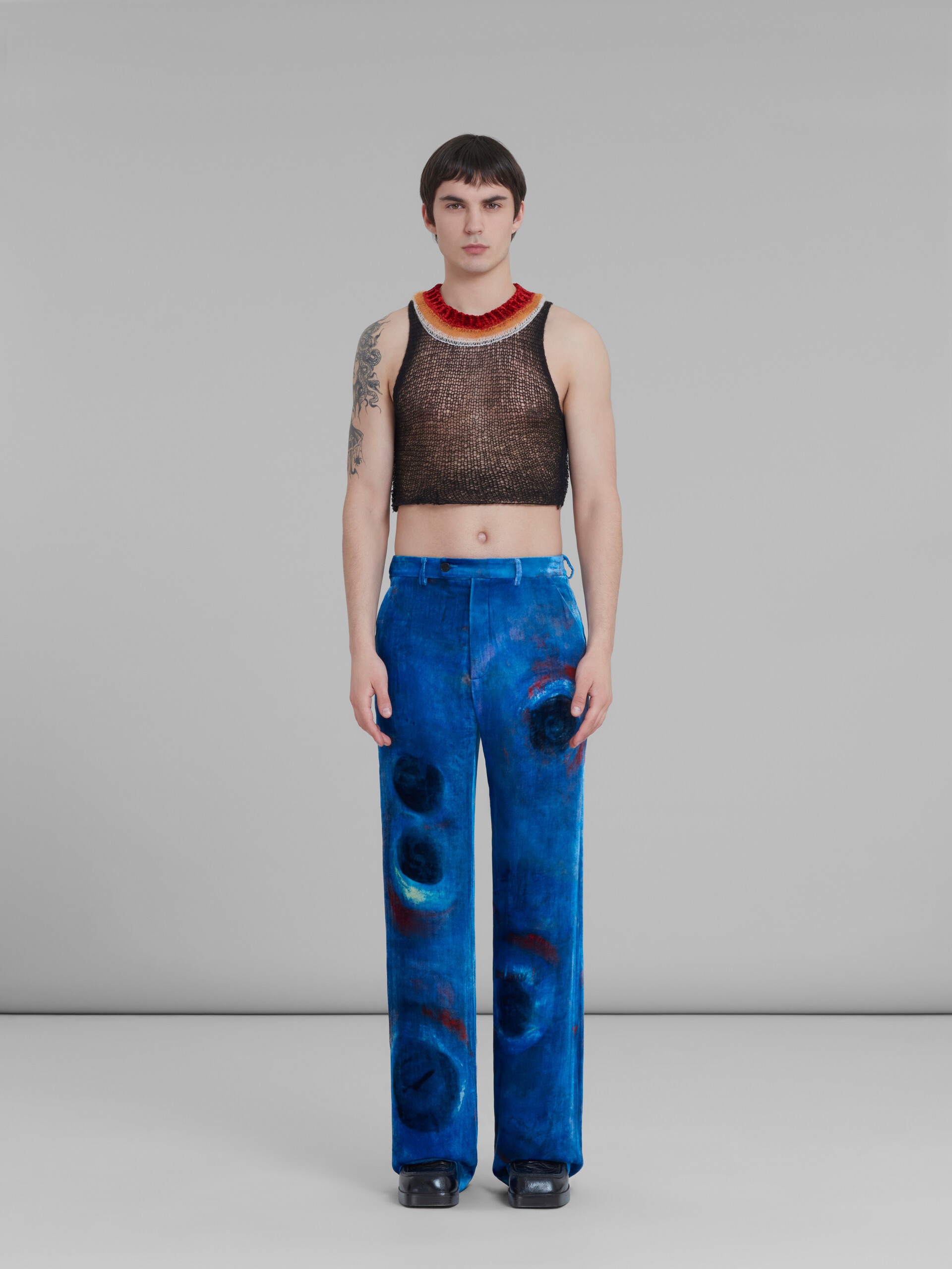 VELVET TROUSERS WITH BUCHI BLU PRINT - 2