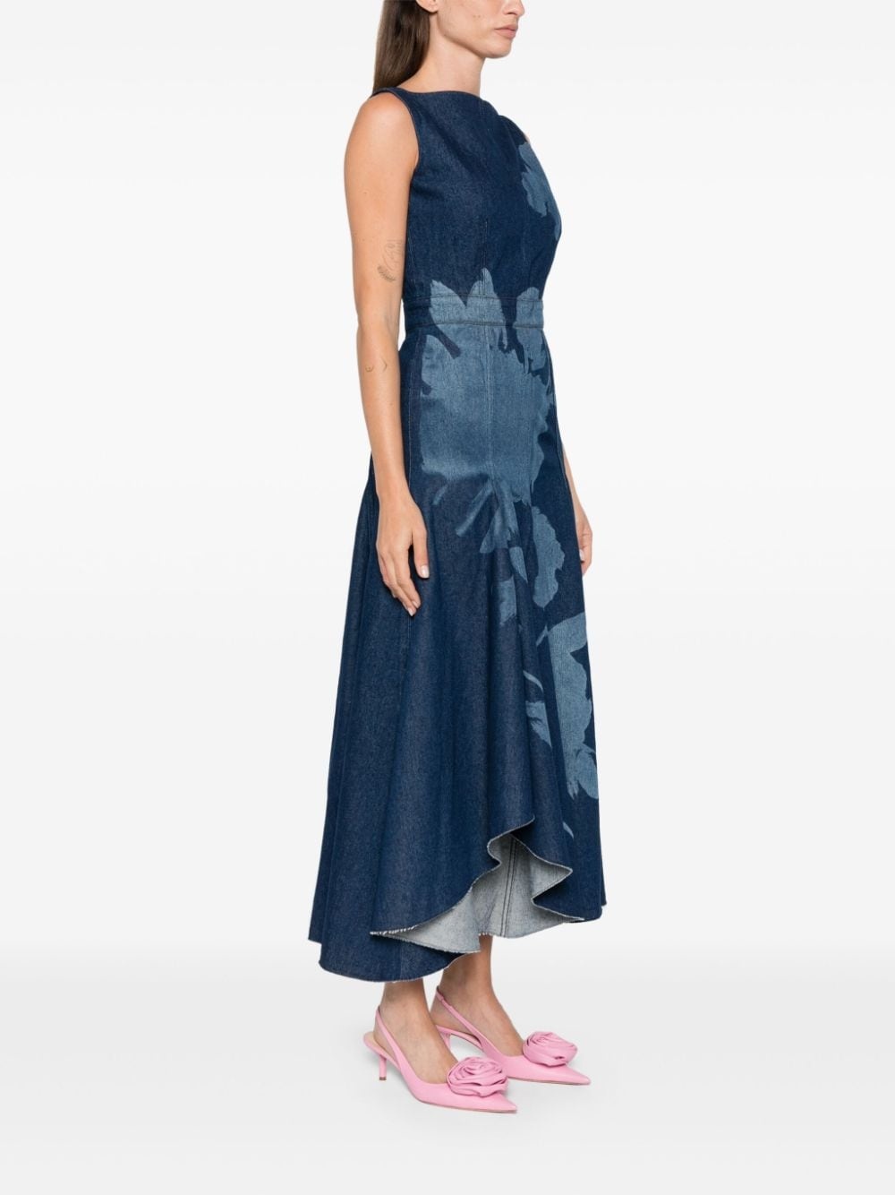 flared denim midi dress - 3