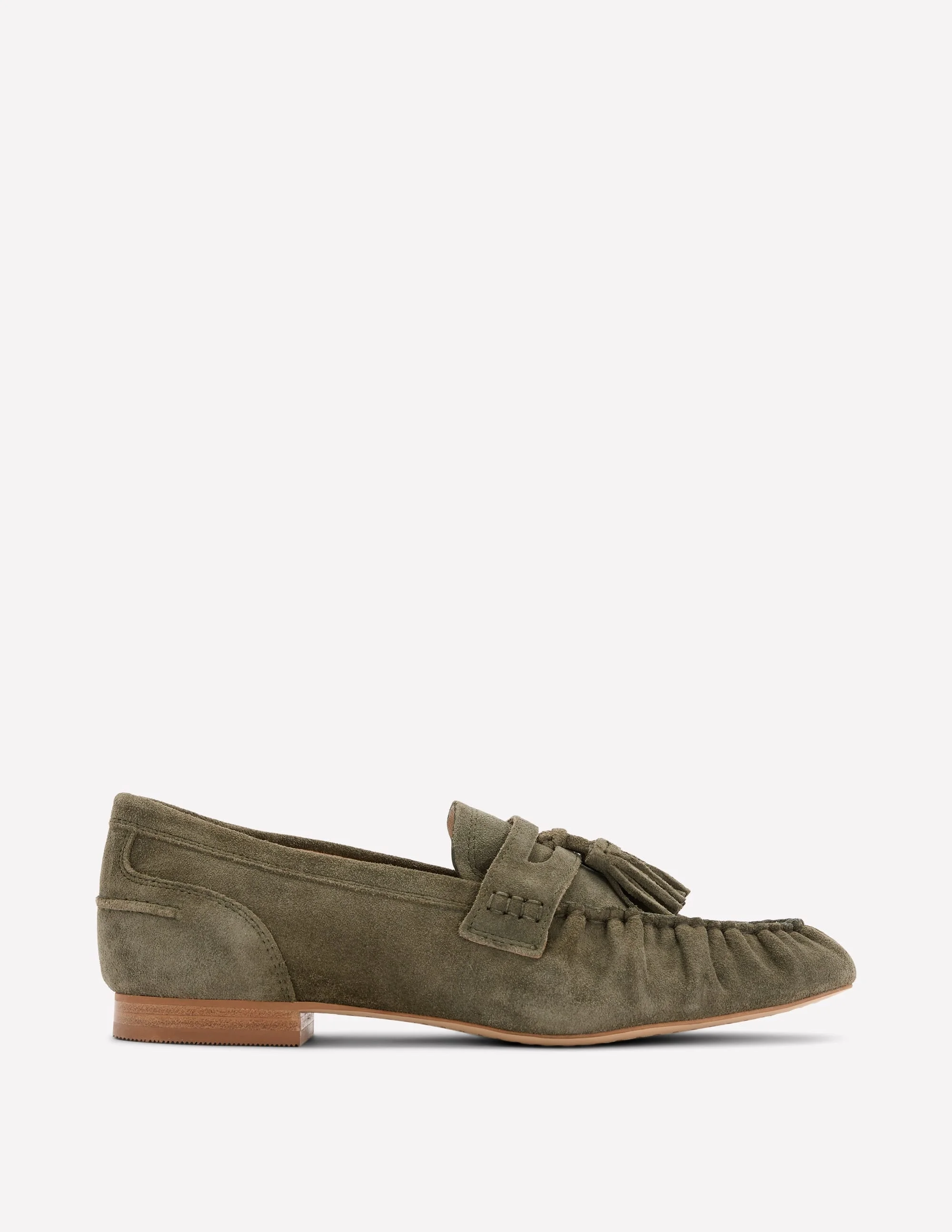 Soft Ruched Loafers-Deep Olive - 1