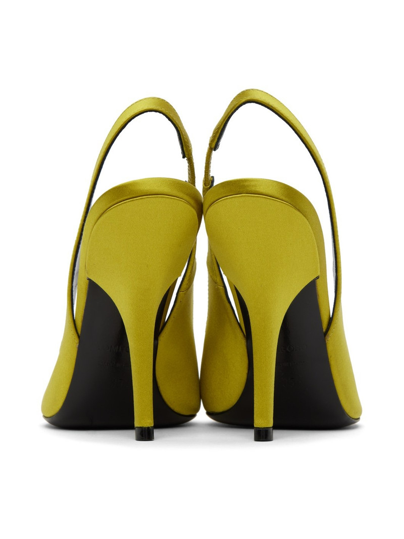 Green Crystal-Cut Slingback Heels 2