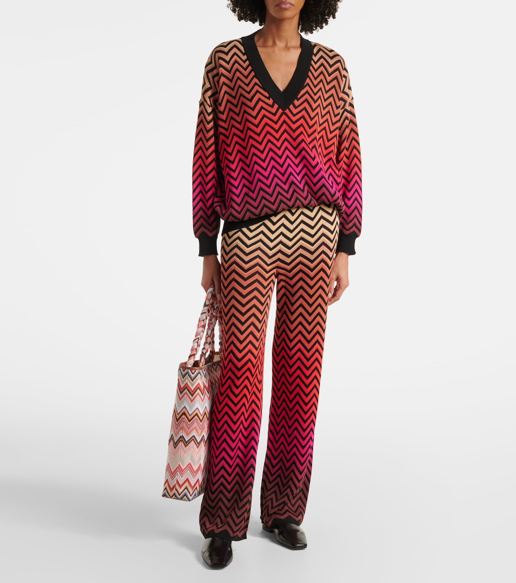 Zigzag Large leather-trimmed tote bag - 5