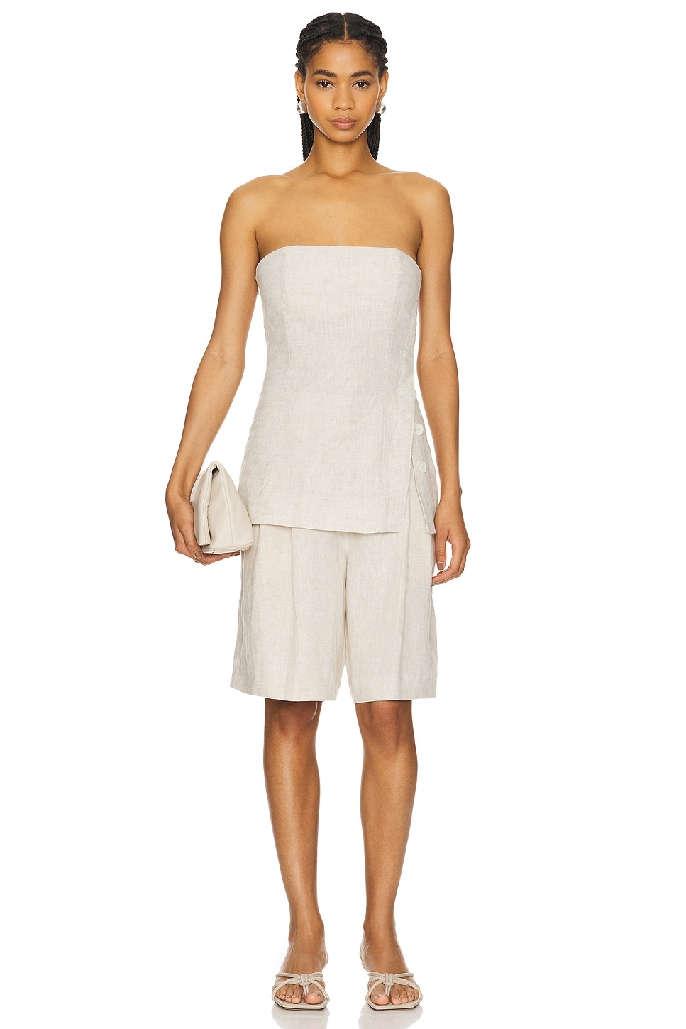 Linen Strapless Tunic Top - 5